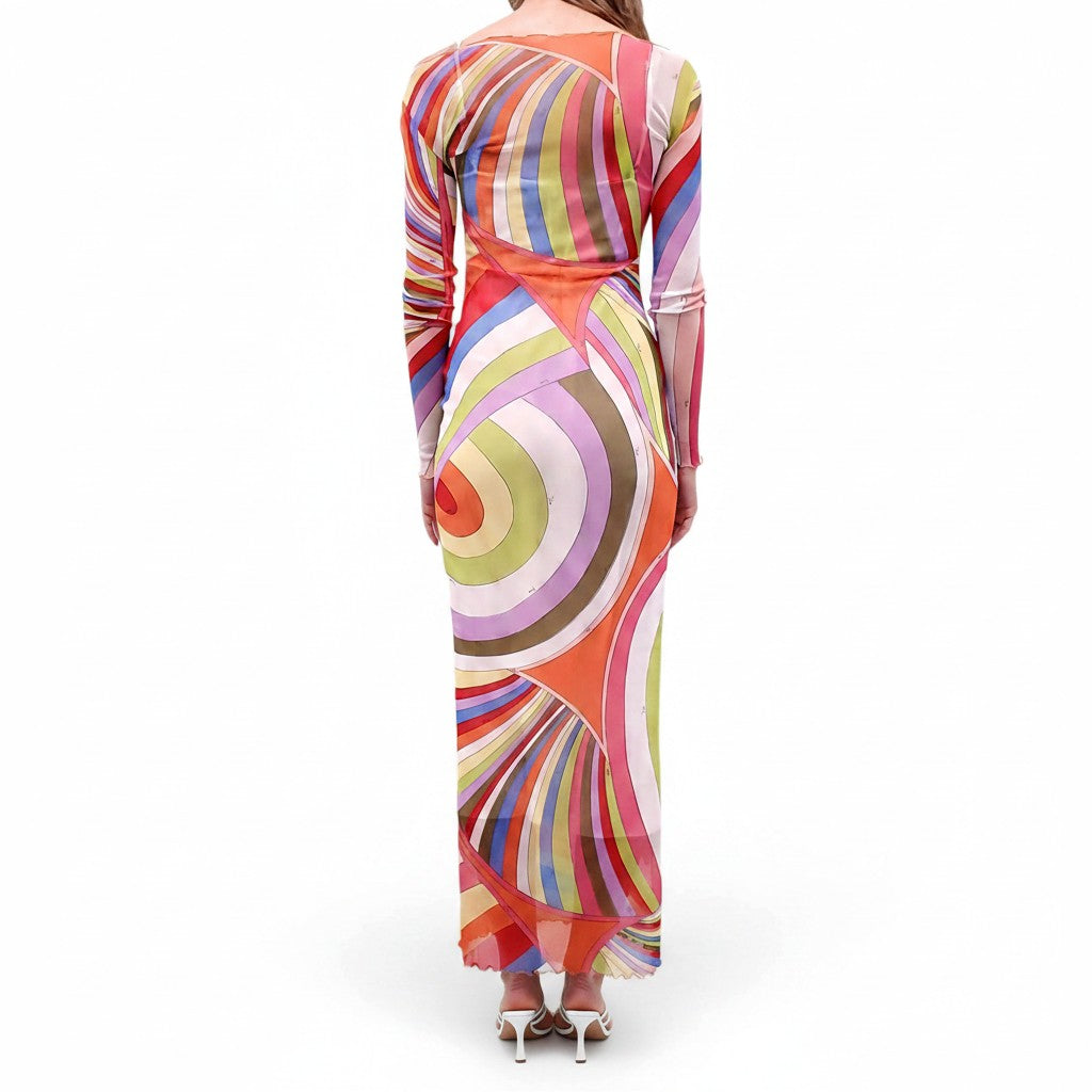 EMILIO PUCCI MULTICOLOURED MESH COVER-UP DRESS - SIZE 38