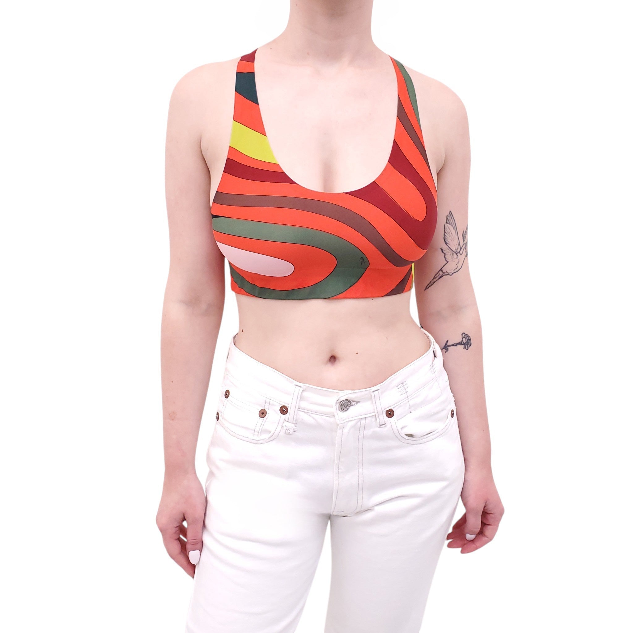 EMILIO PUCCI ORANGE PATTERNED SPORTS BRA - SIZE M