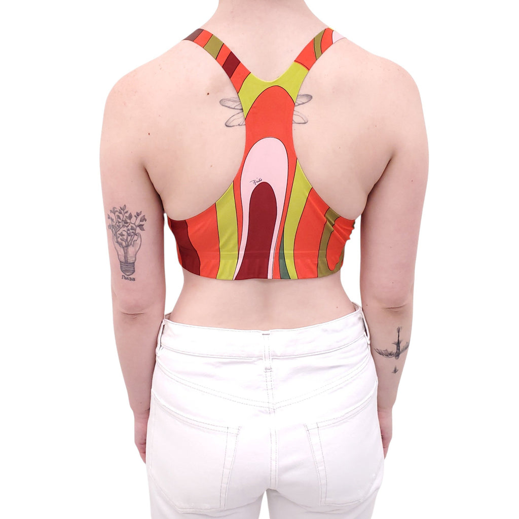 EMILIO PUCCI ORANGE PATTERNED SPORTS BRA - SIZE M