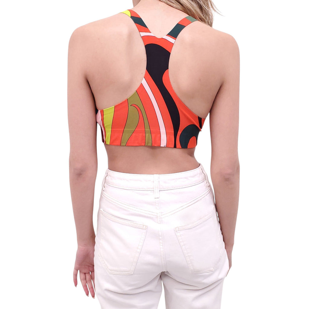 EMILIO PUCCI ORANGE PATTERNED SPORTS BRA - SIZE S