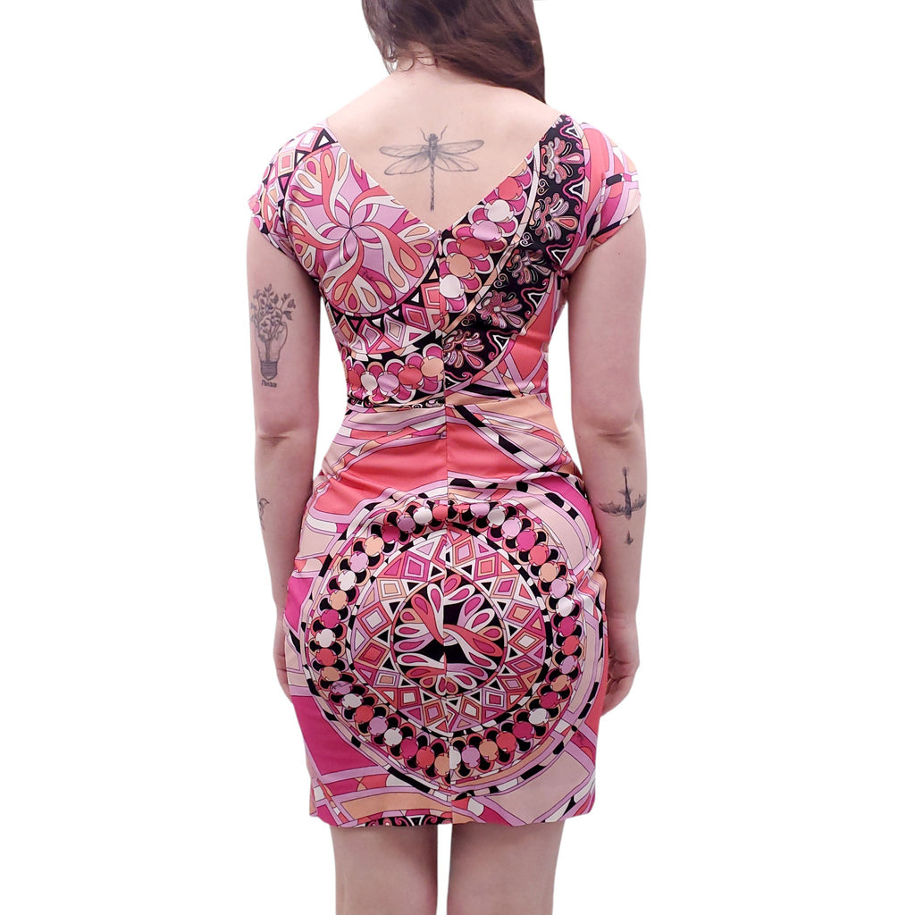 EMILIO PUCCI PINK AND PEACH PATTERNED DRESS - SIZE 4