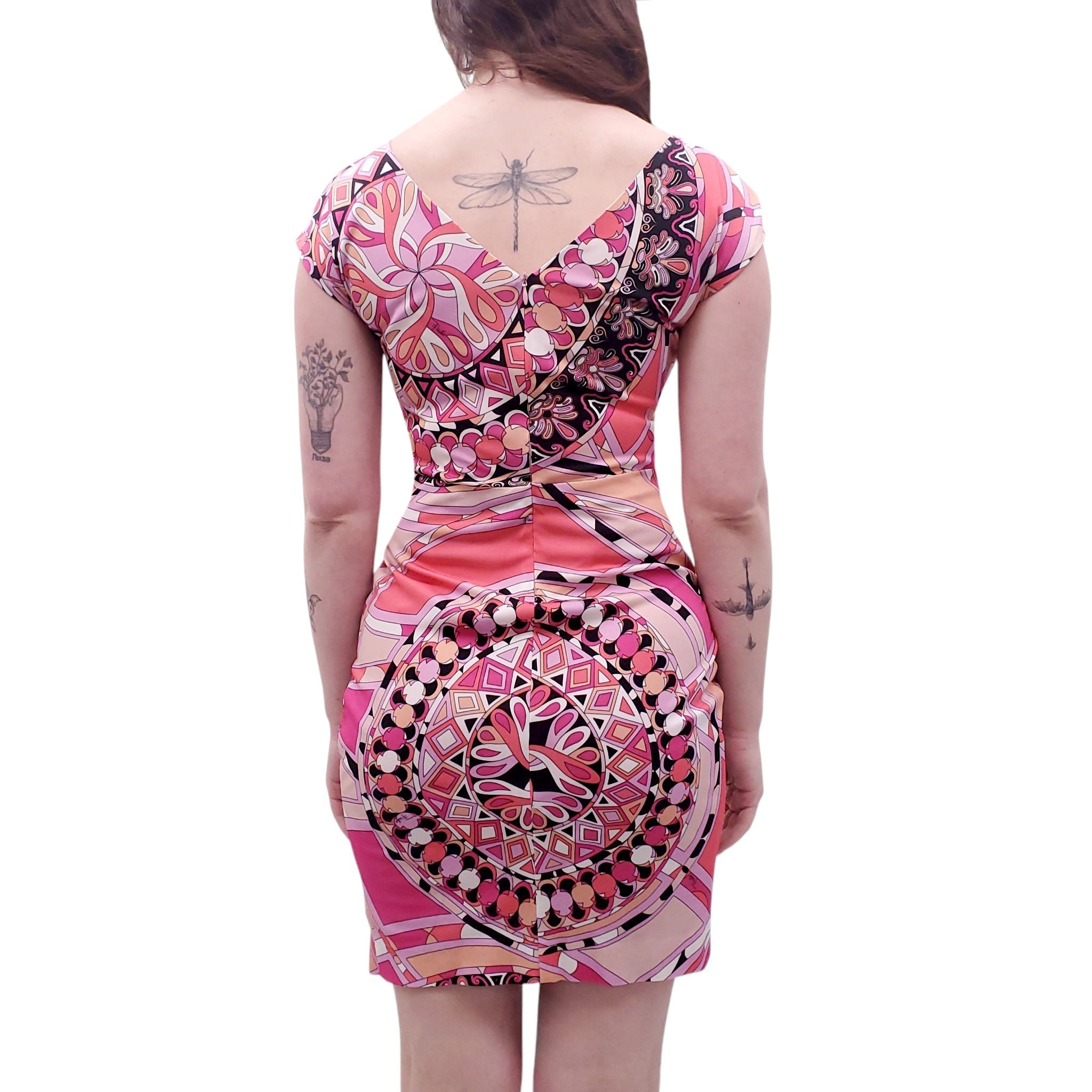 EMILIO PUCCI PINK AND PEACH PATTERNED DRESS - SIZE 4