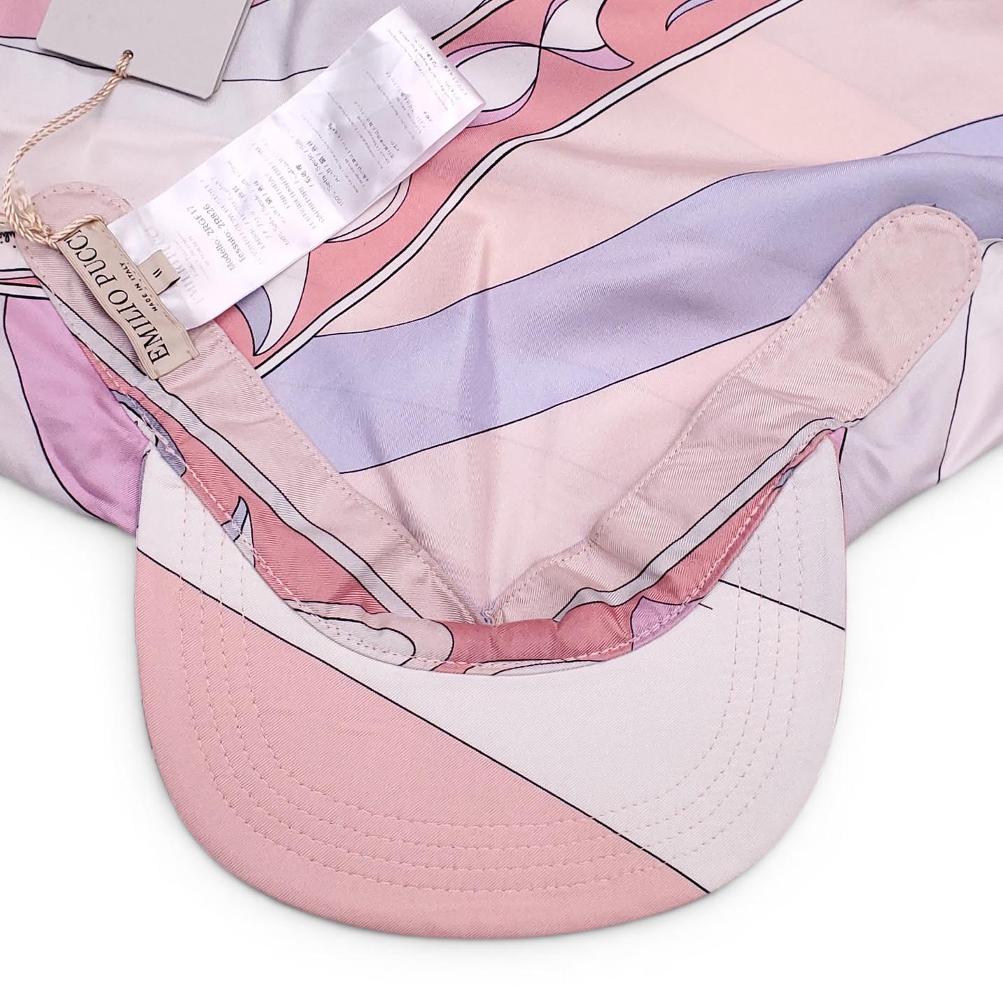 EMILIO PUCCI PINK PATTERNED SILK TWILL VISOR - SIZE 2
