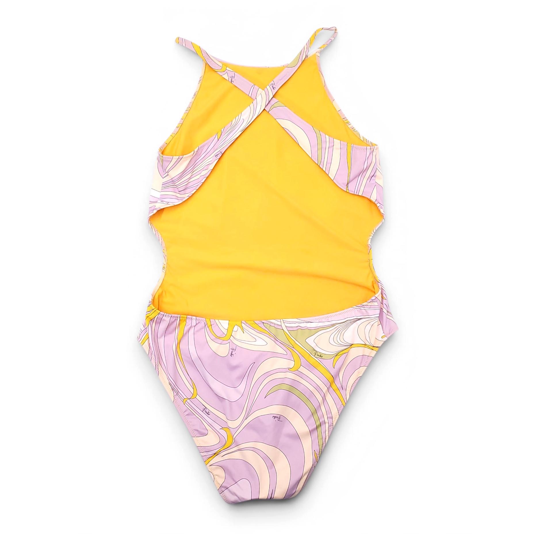 EMILIO PUCCI PURPLE AND YELLOW PATTERNED ONE-PIECE SWIMSUIT - SIZE 46