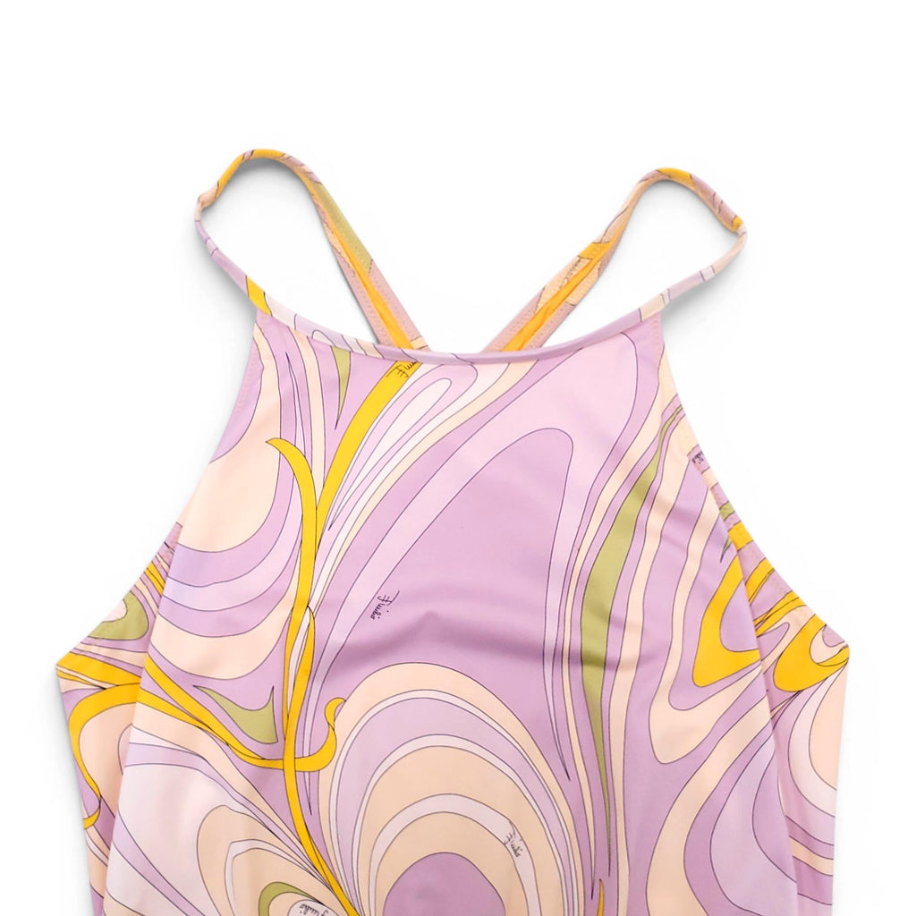 EMILIO PUCCI PURPLE AND YELLOW PATTERNED ONE-PIECE SWIMSUIT - SIZE 46