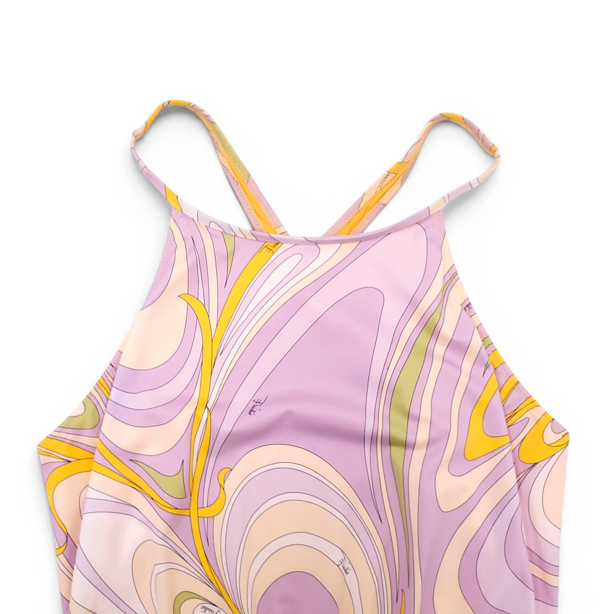 EMILIO PUCCI PURPLE AND YELLOW PATTERNED ONE-PIECE SWIMSUIT - SIZE 46