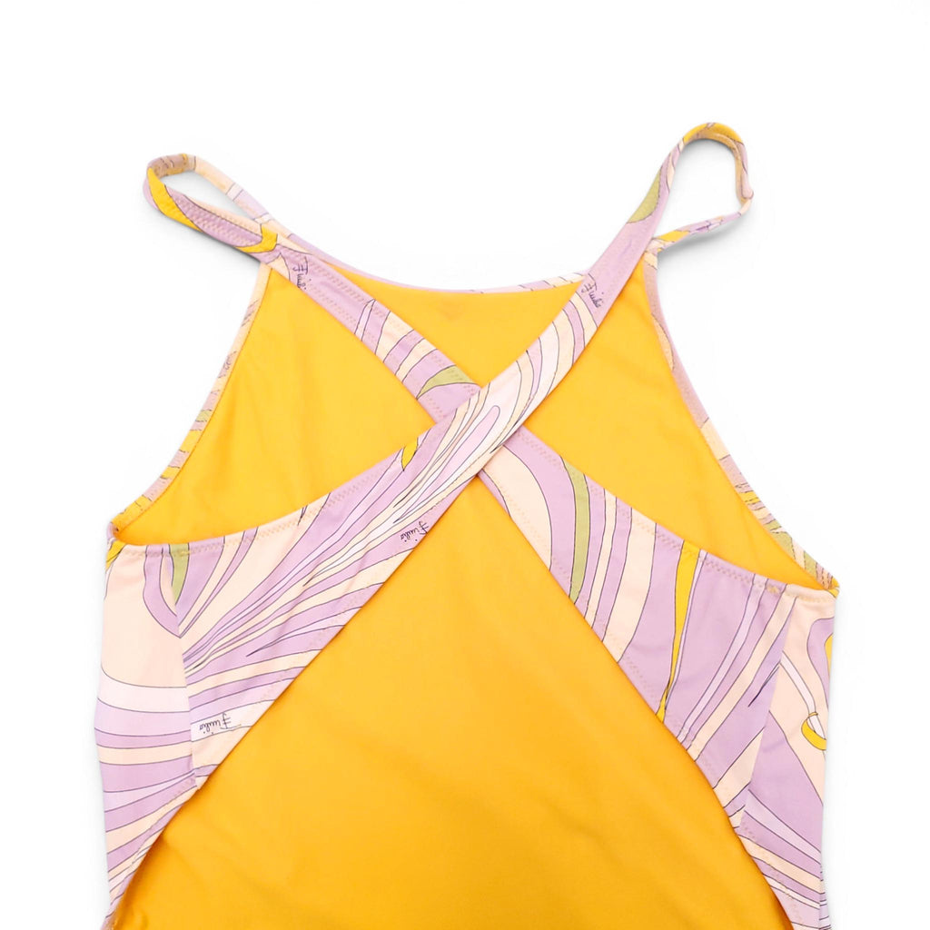 EMILIO PUCCI PURPLE AND YELLOW PATTERNED ONE-PIECE SWIMSUIT - SIZE 46