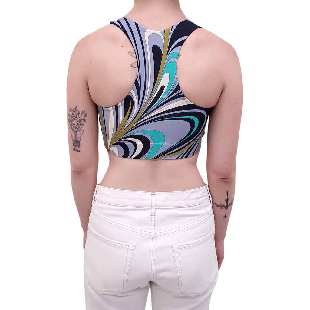 EMILIO PUCCI PURPLE PATTERNED SPORTS BRA - SIZE S