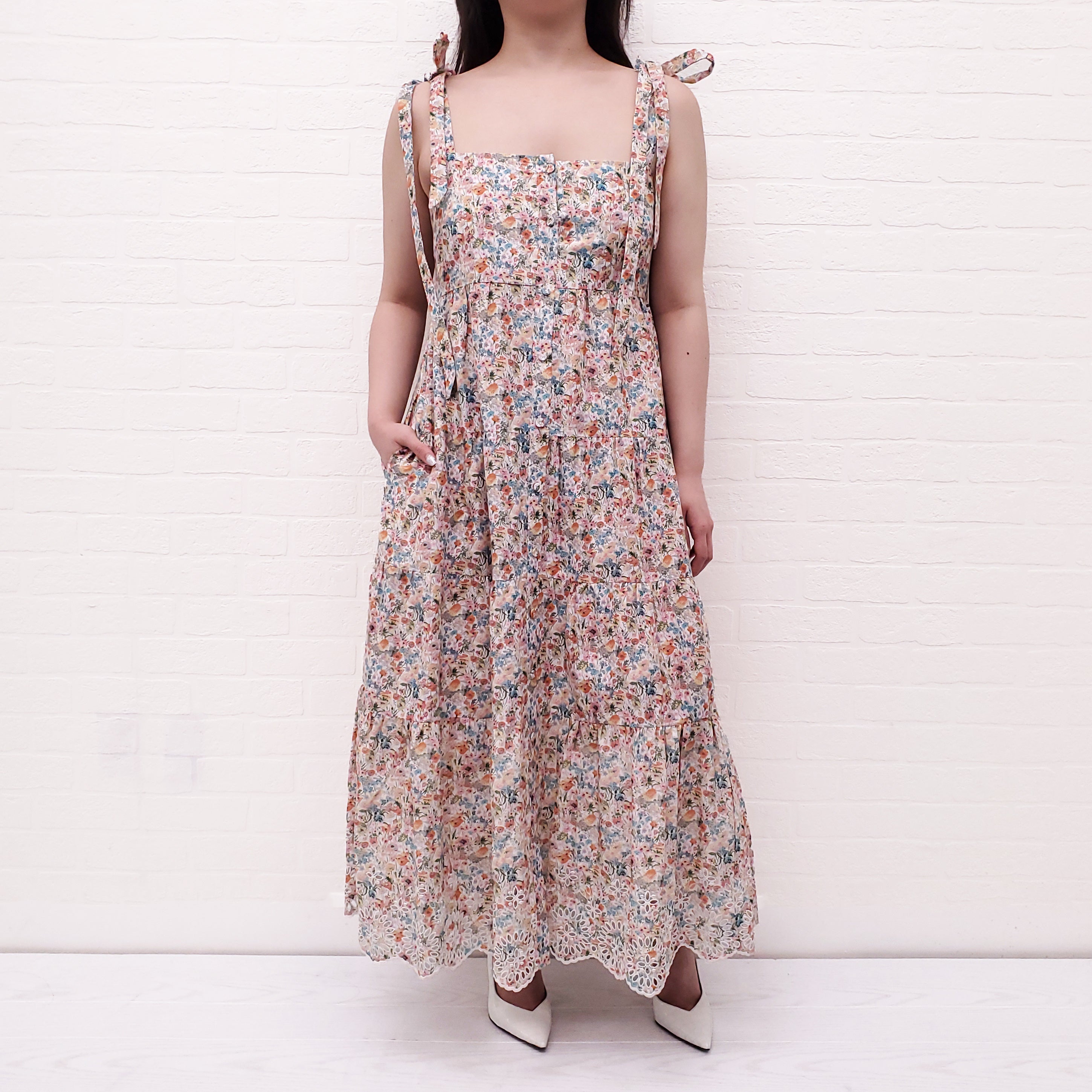 ERDEM FLORAL EYELET MAXI DRESS - SIZE 6
