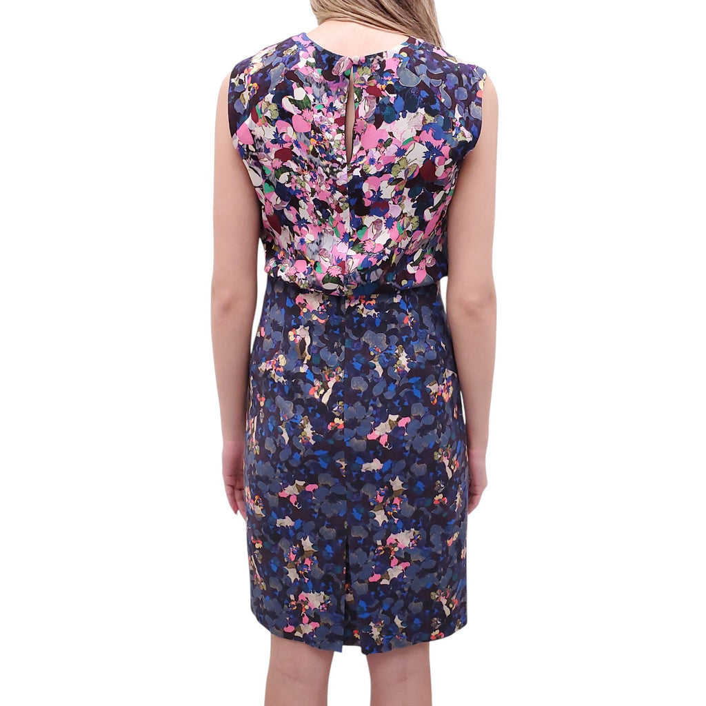 ERDEM PINK AND BLUE PATTERNED DRESS - SIZE 6
