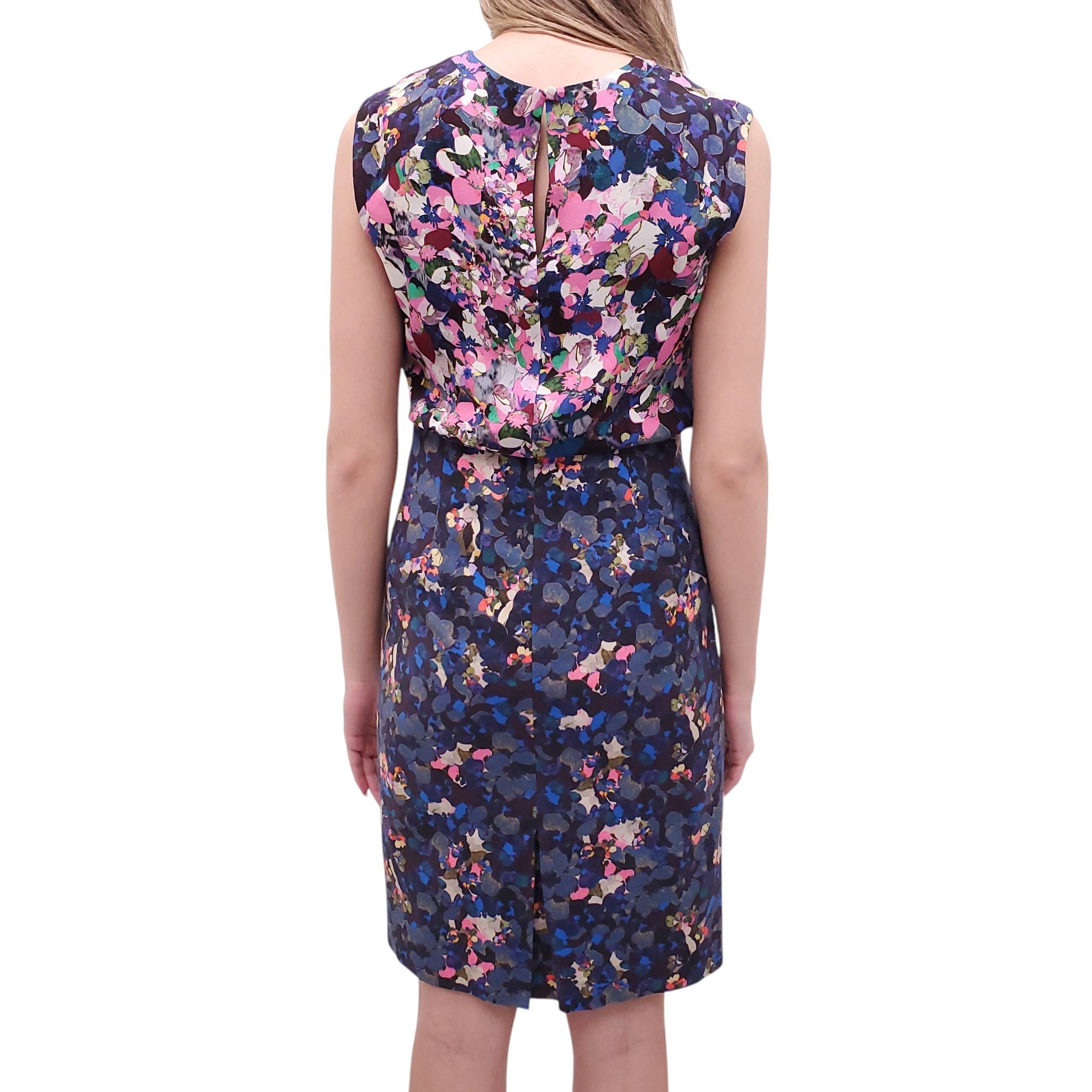 ERDEM PINK AND BLUE PATTERNED DRESS - SIZE 6