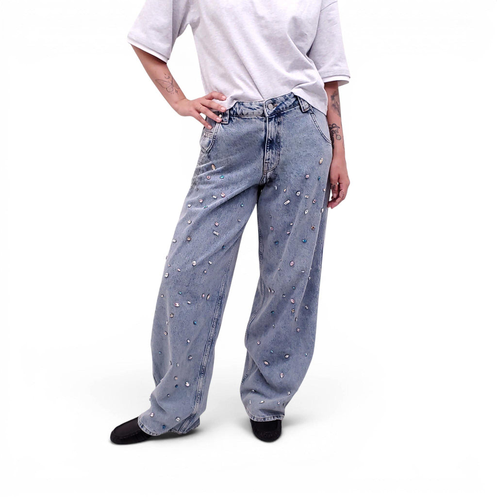 ESSENTIEL ANTWERP CRYSTAL STUDDED JEANS - SIZE 28