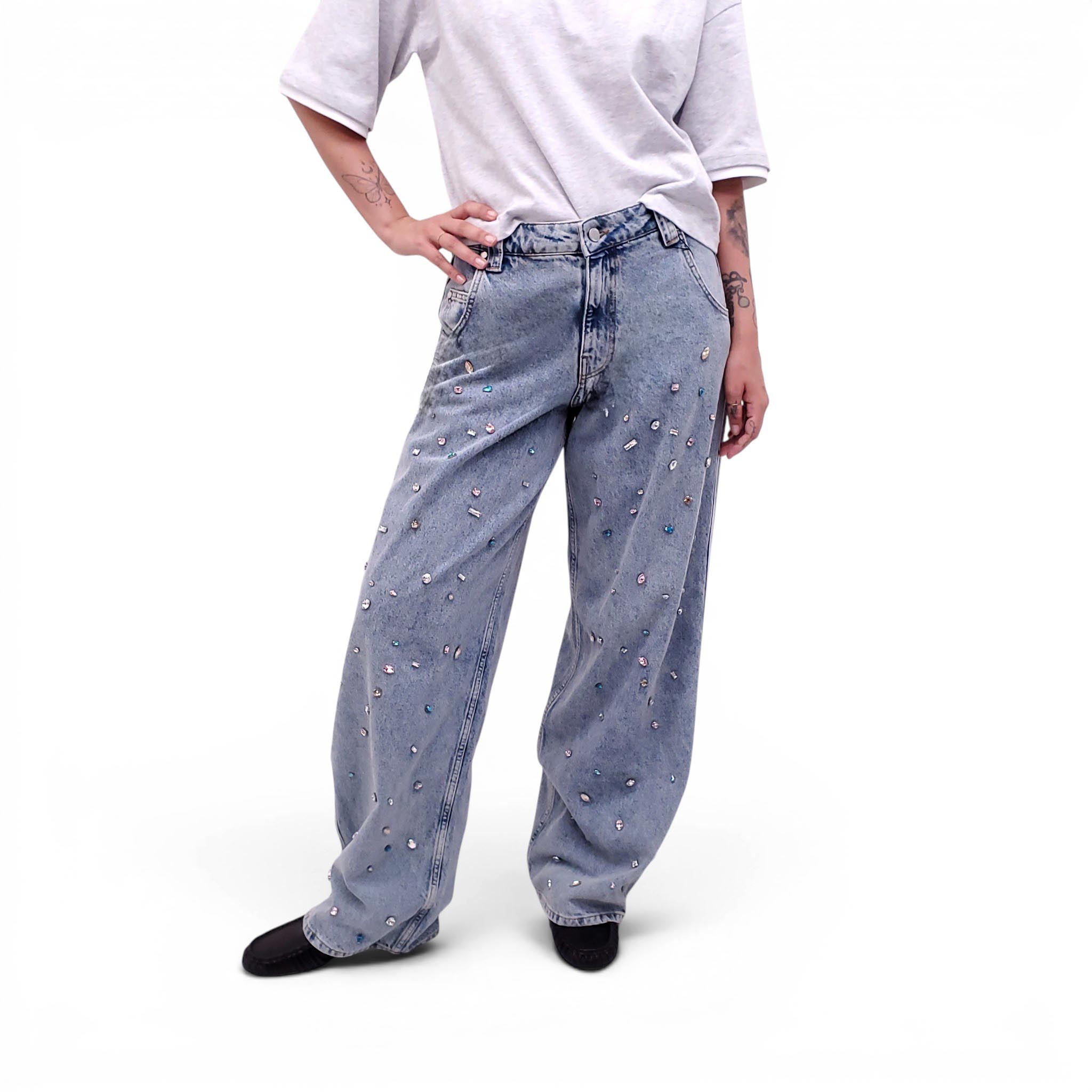 ESSENTIEL ANTWERP CRYSTAL STUDDED JEANS - SIZE 28
