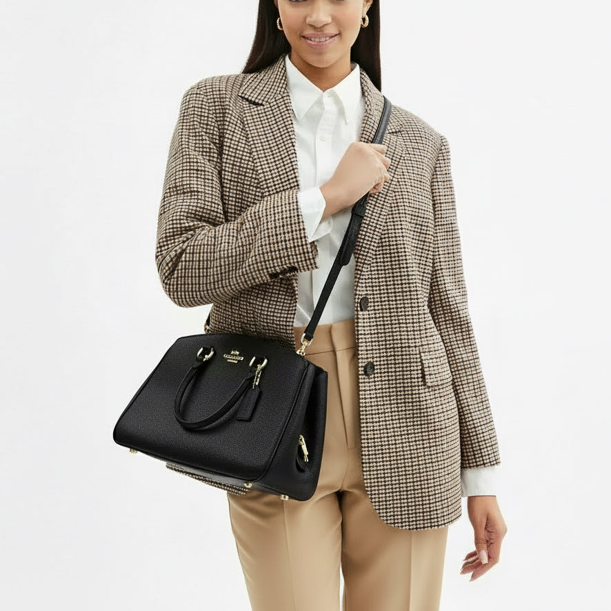 NWT Coach Savannah Carryall Leather Bag In Black