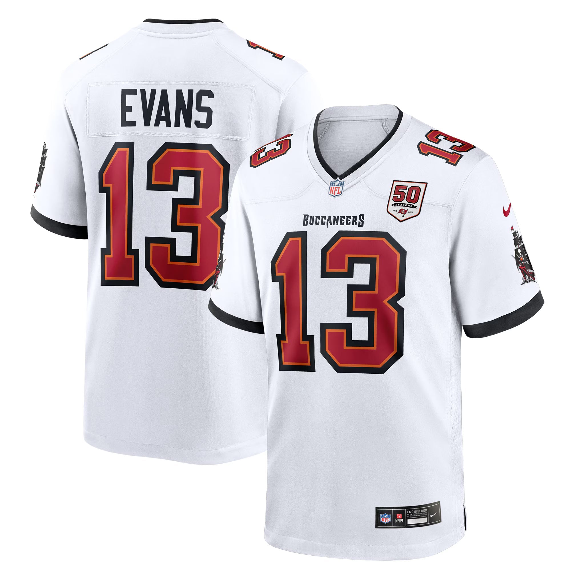 Tampa Bay Buccaneers Mike Evans White 50th Season White Game Jersey