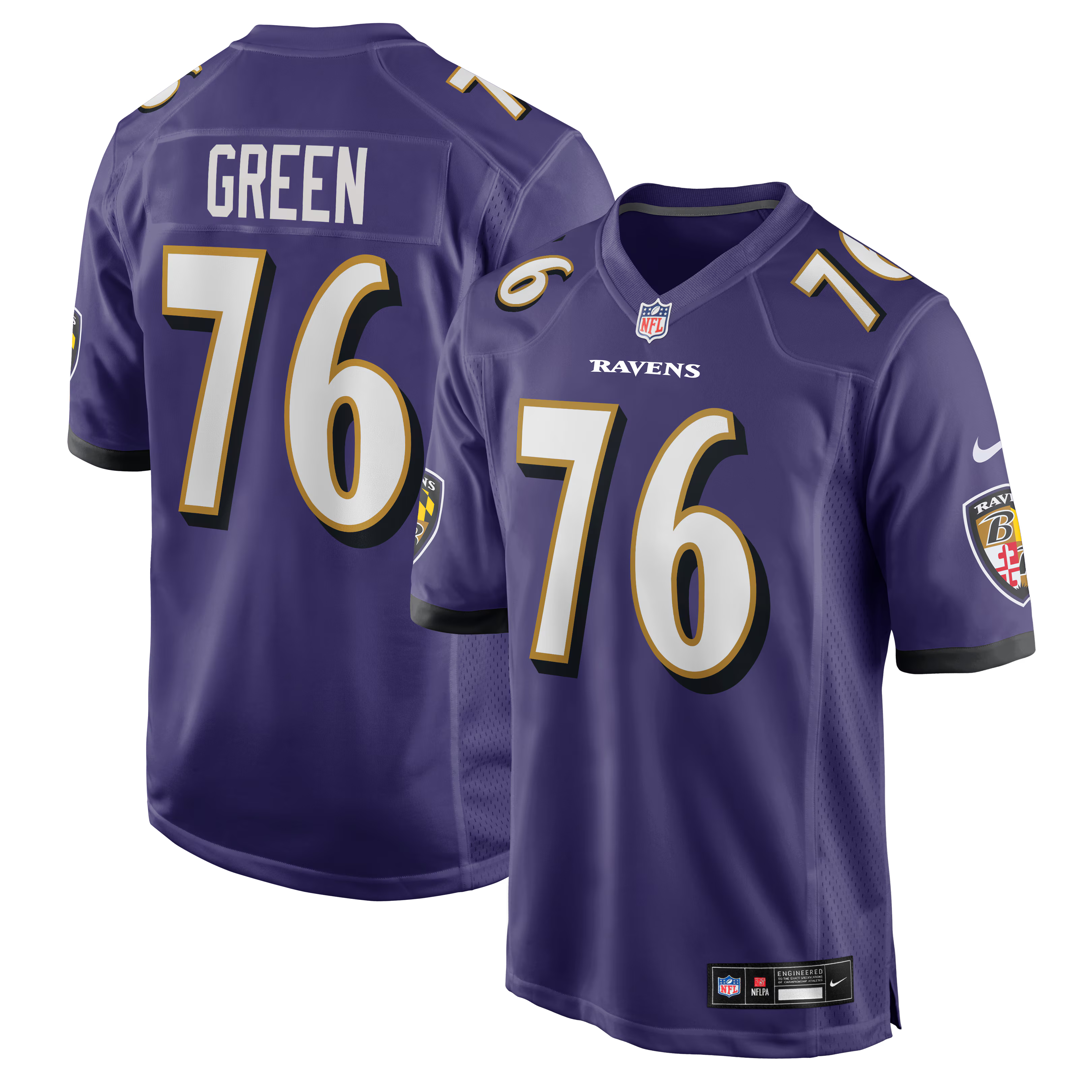 Baltimore Ravens Kenyon Green Purple Team Game Jersey