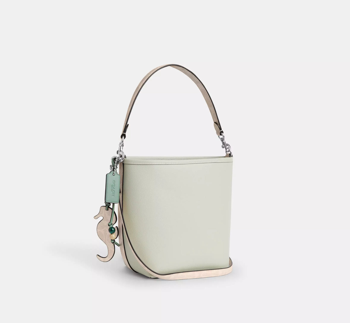 NWT Coach City Bucket Bag With Seahorse Charm & Signature Canvas Strap