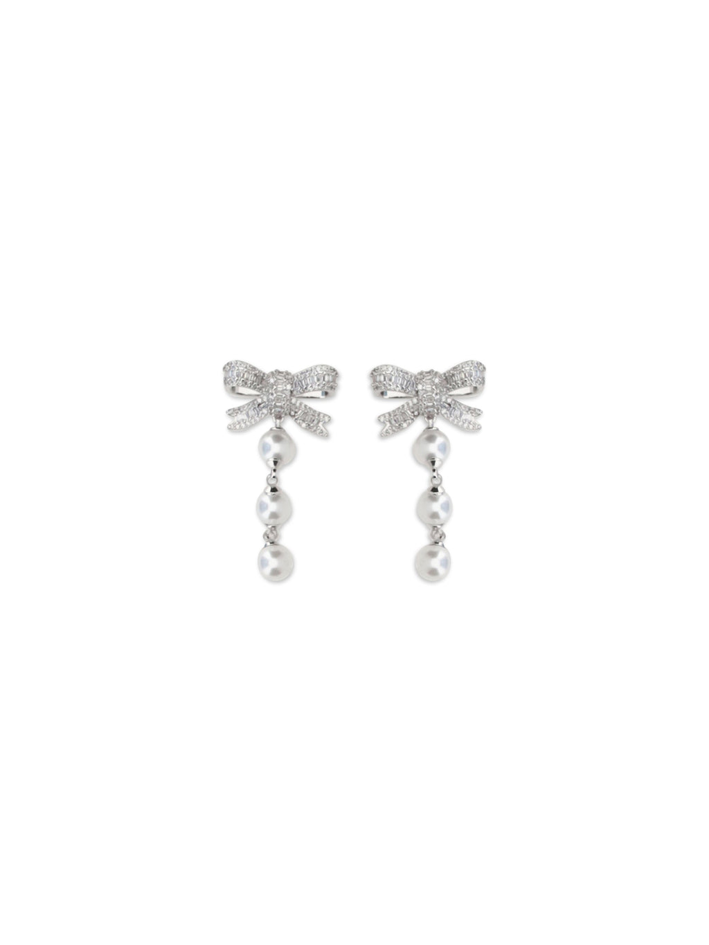 Self-Portrait Women Crystal Bow And Pearl Drop Earrings