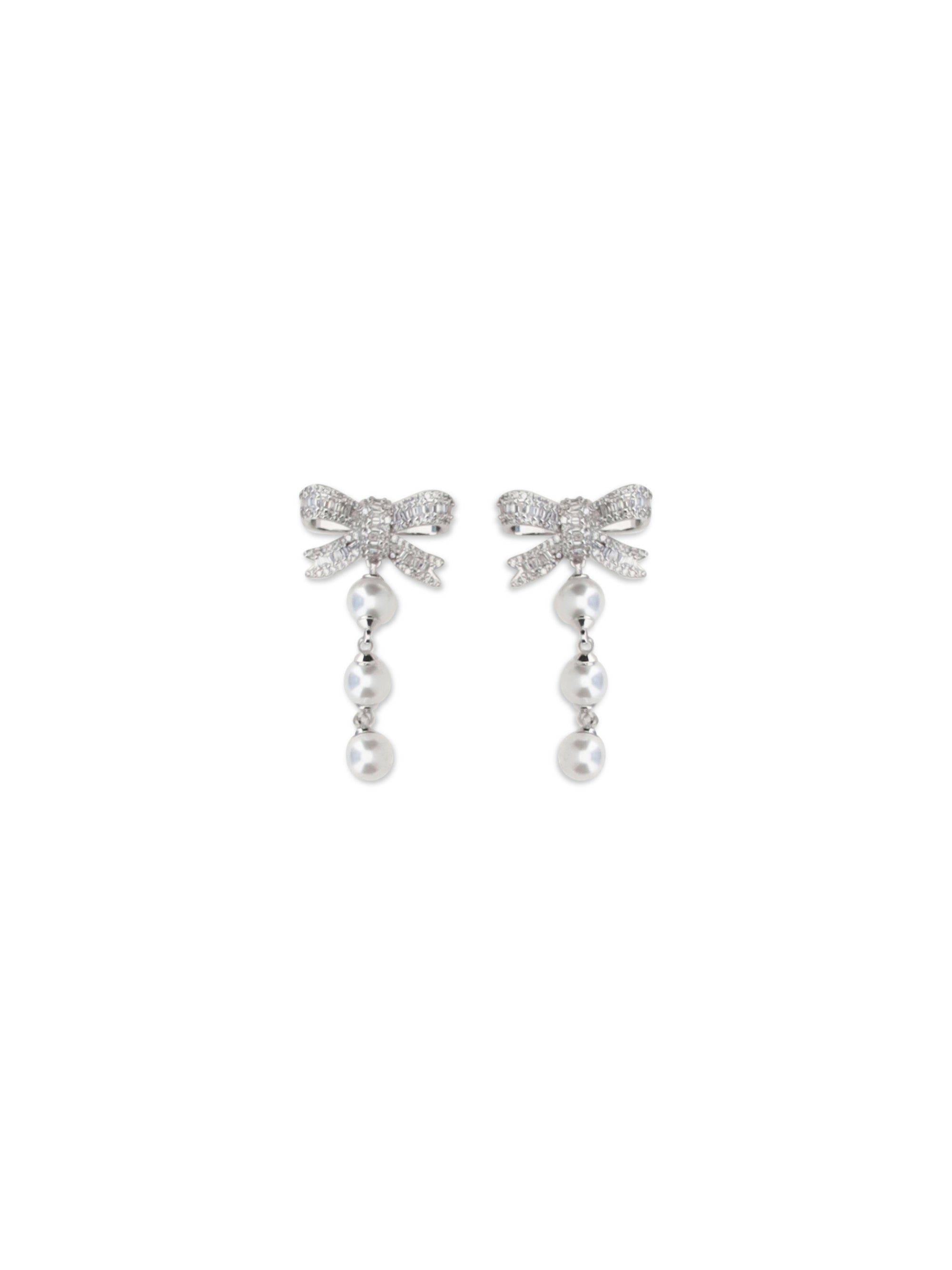 Self-Portrait Women Crystal Bow And Pearl Drop Earrings
