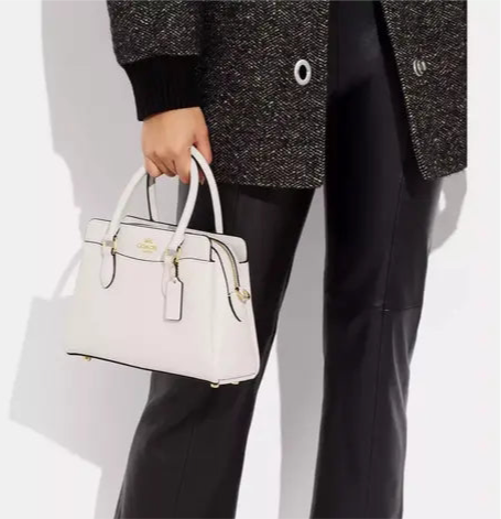 NWT Coach Mini Darcie Carryall In Gold/Chalk With Signature Canvas Strap