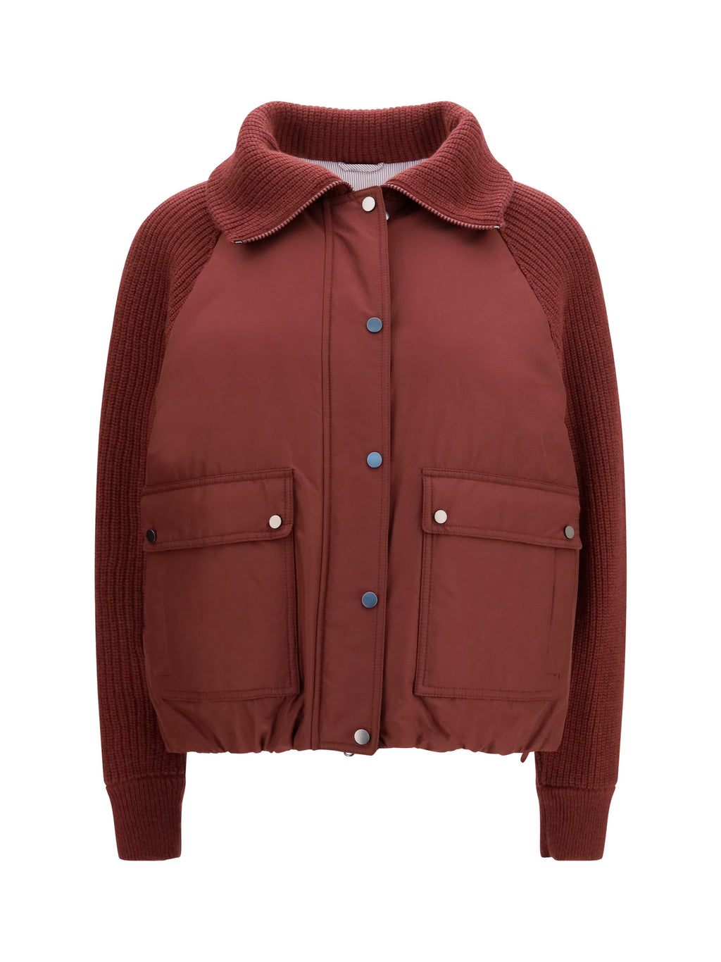 Brunello Cucinelli Women Down Jacket With Wool Sleeves