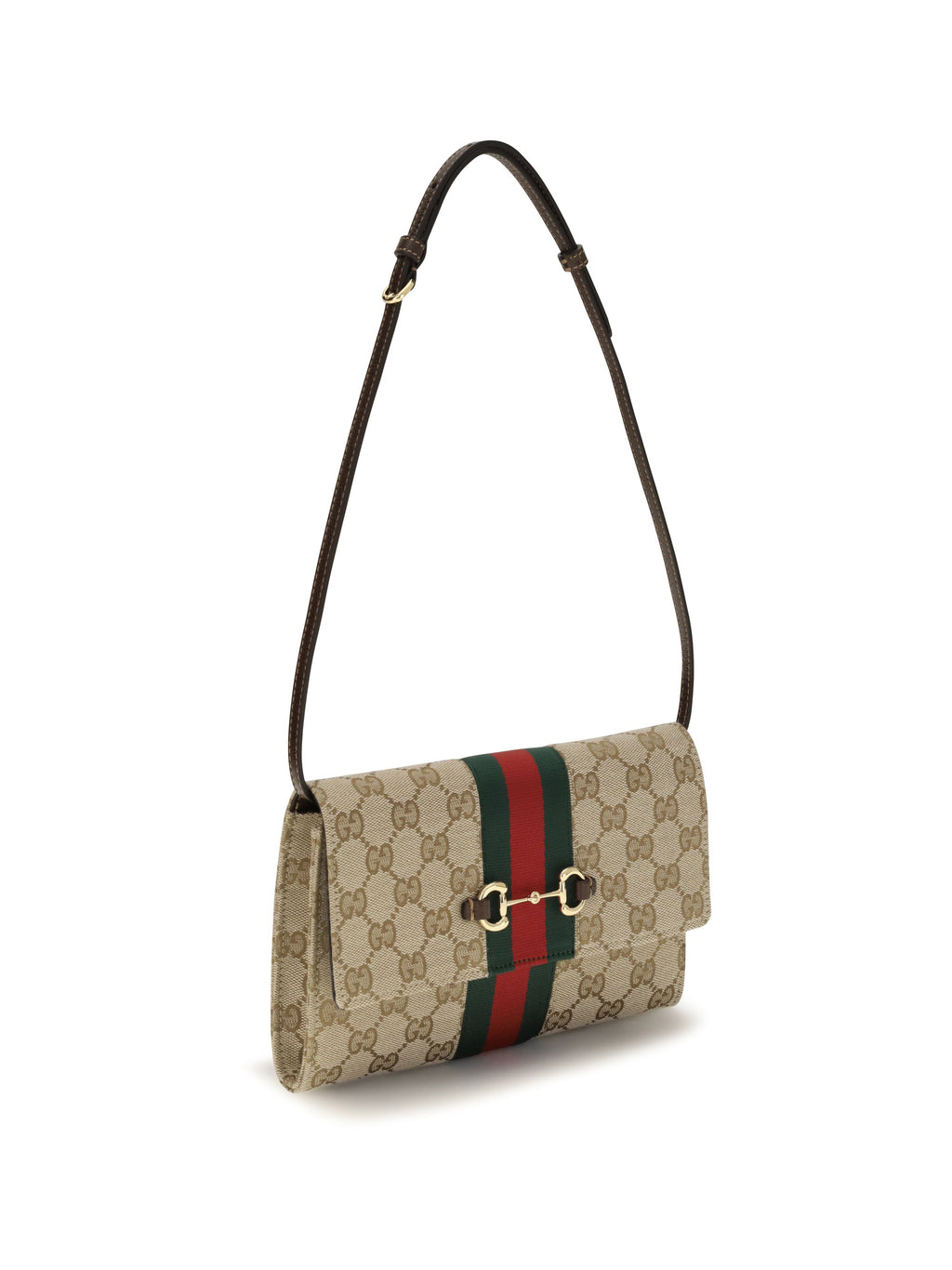 Gucci Women Horsebit Web Wallet With Shoulder Strap