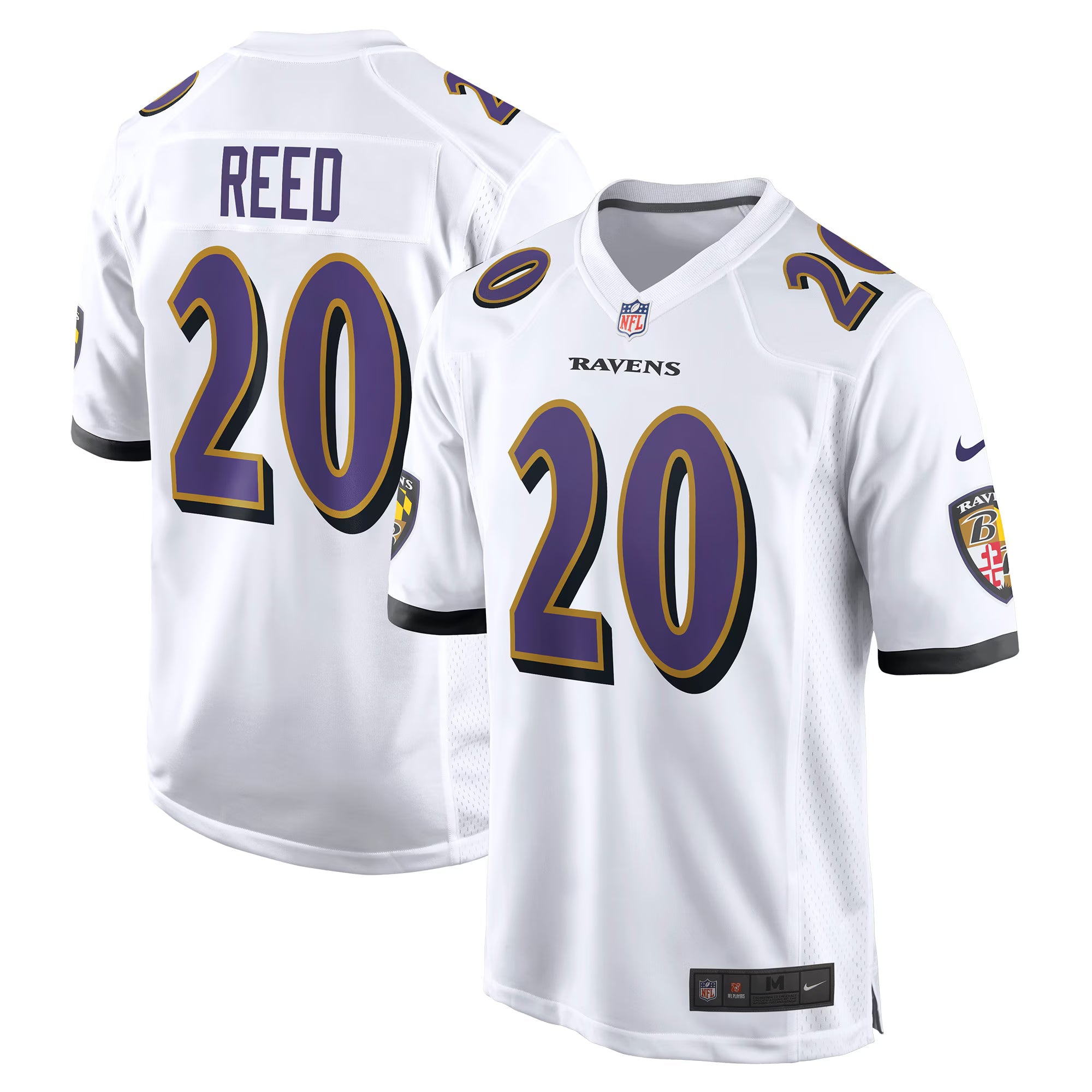 Baltimore Ravens Ed Reed White Retired Player Game Jersey