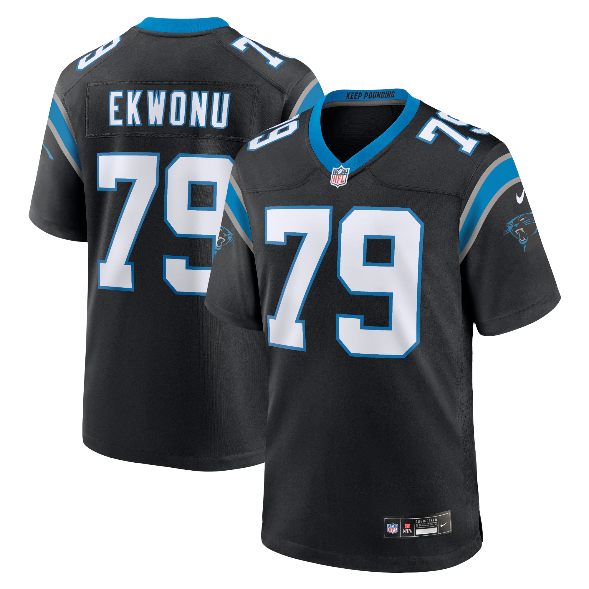 Carolina Panthers Ikem Ekwonu Black Game Jersey