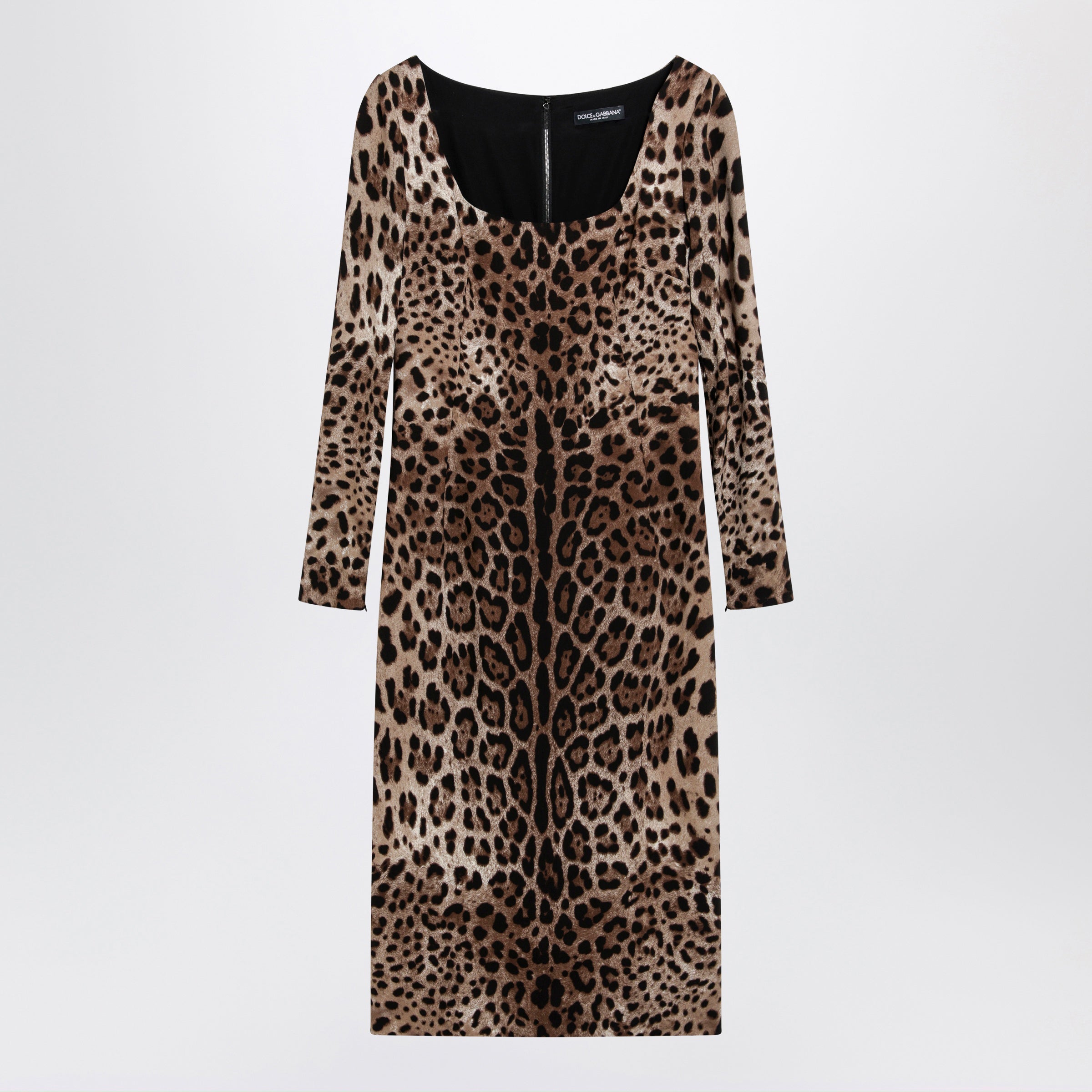 Dolce&Gabbana Leopard-Print Long-Sleeve Dress In Viscose Women