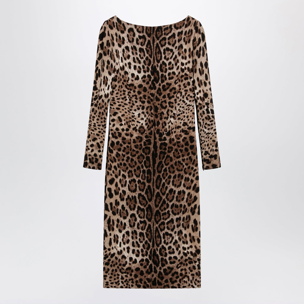 Dolce&Gabbana Leopard-Print Long-Sleeve Dress In Viscose Women