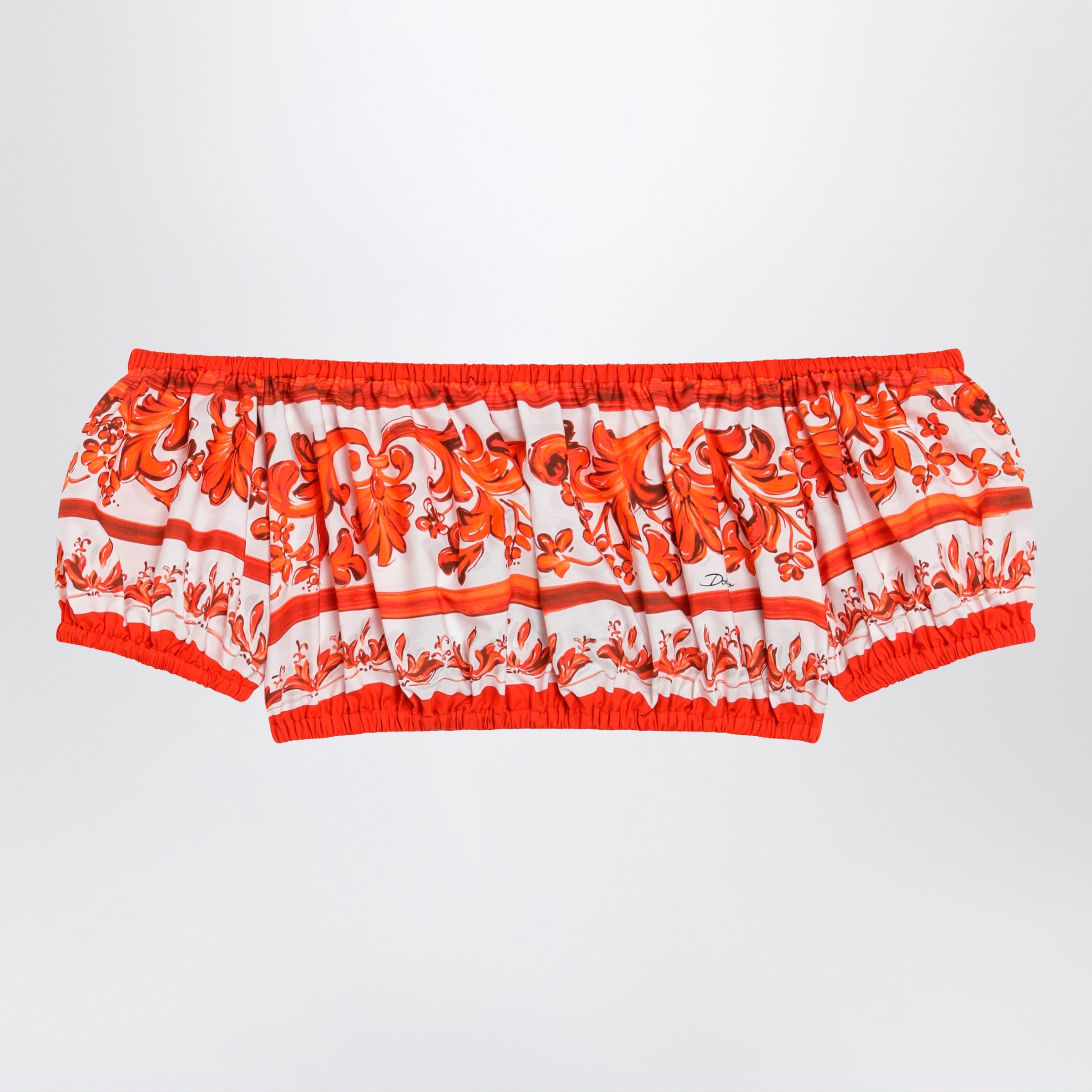 Dolce&Gabbana Maiolica-Print Cotton Poplin Top In Orange Women