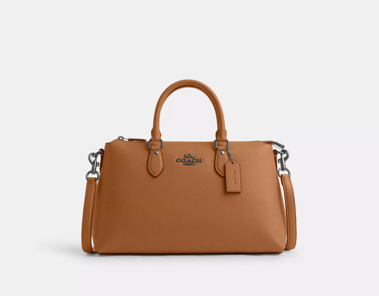 NWT Coach Leather Georgia Sachel Convertible Bag In Silver/Tan
