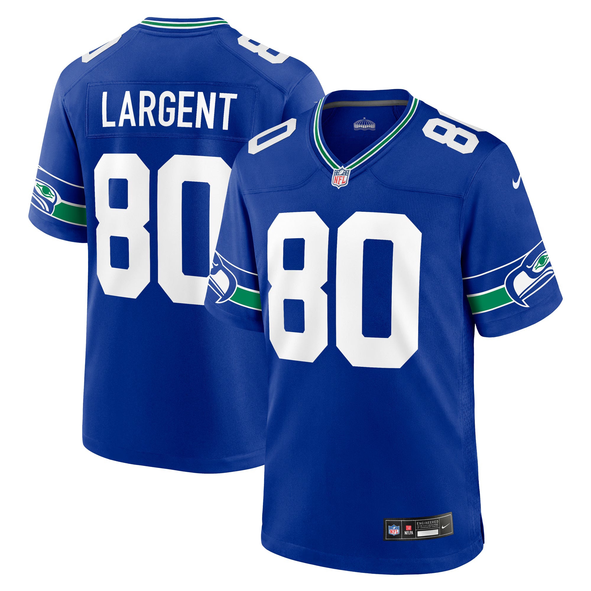 Seattle Seahawks Steve Largent Royal Throwback Retired Player Game Jersey