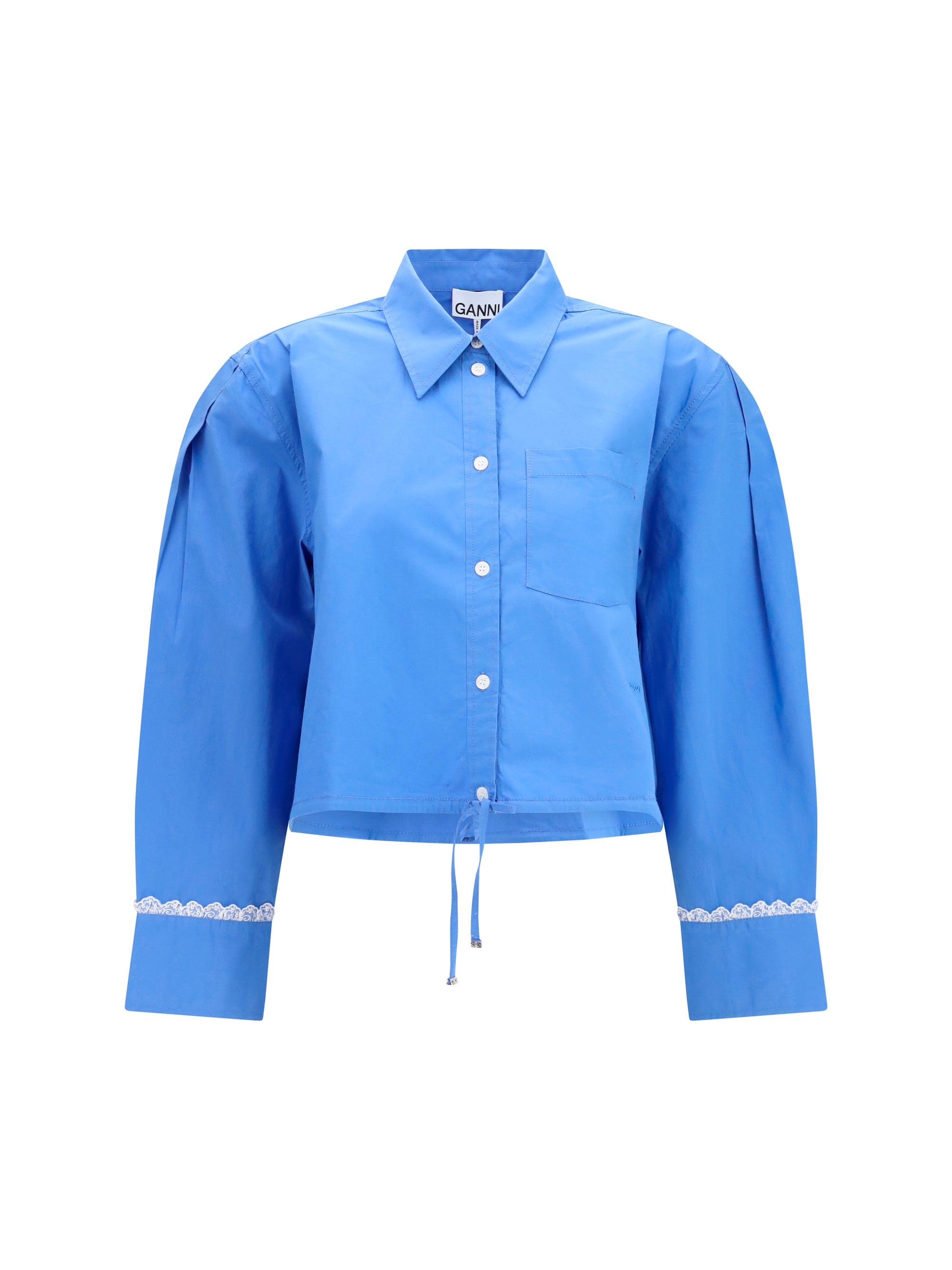 Ganni Women Cotton Shirt With Lace Details