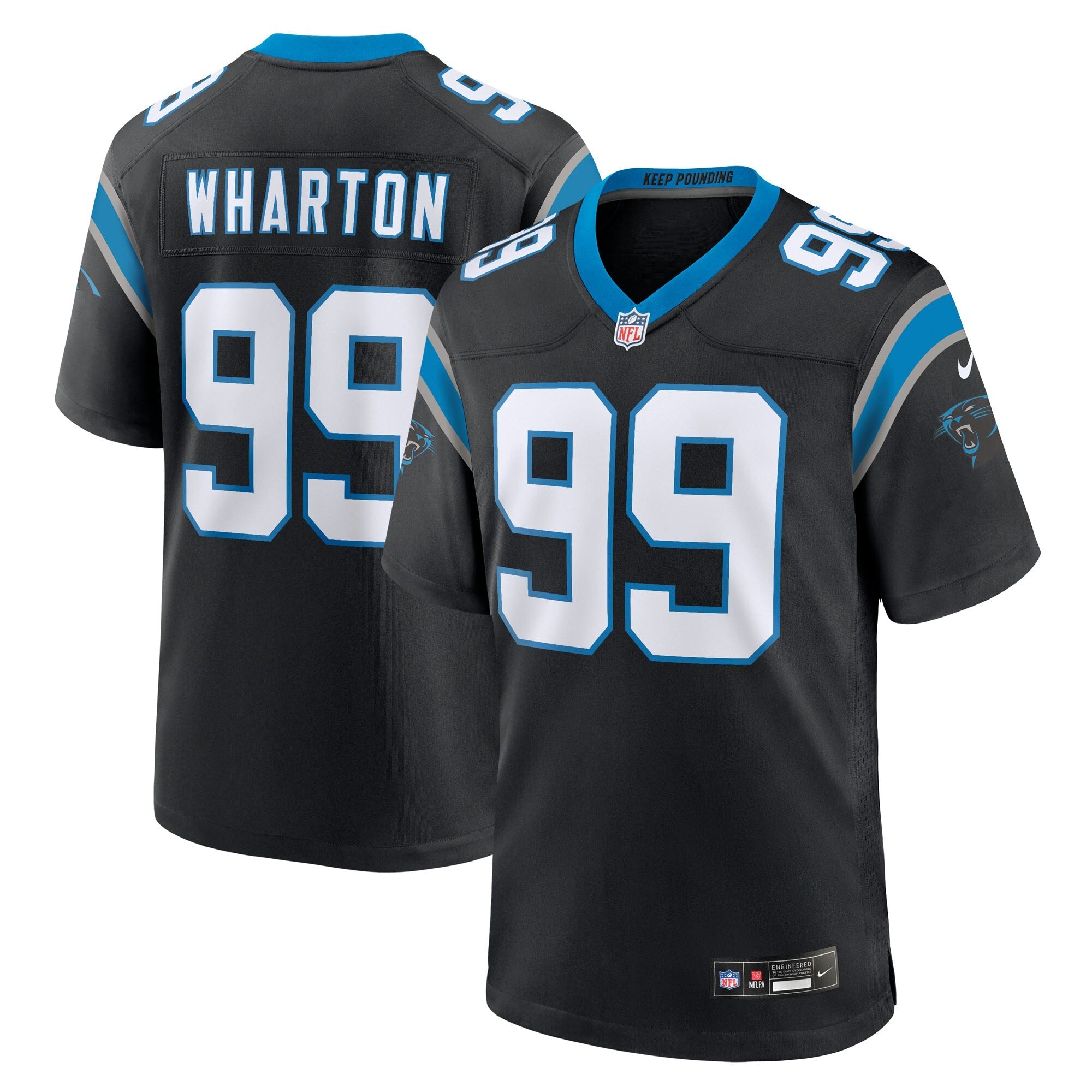 Carolina Panthers Tershawn Wharton Black Team Game Jersey