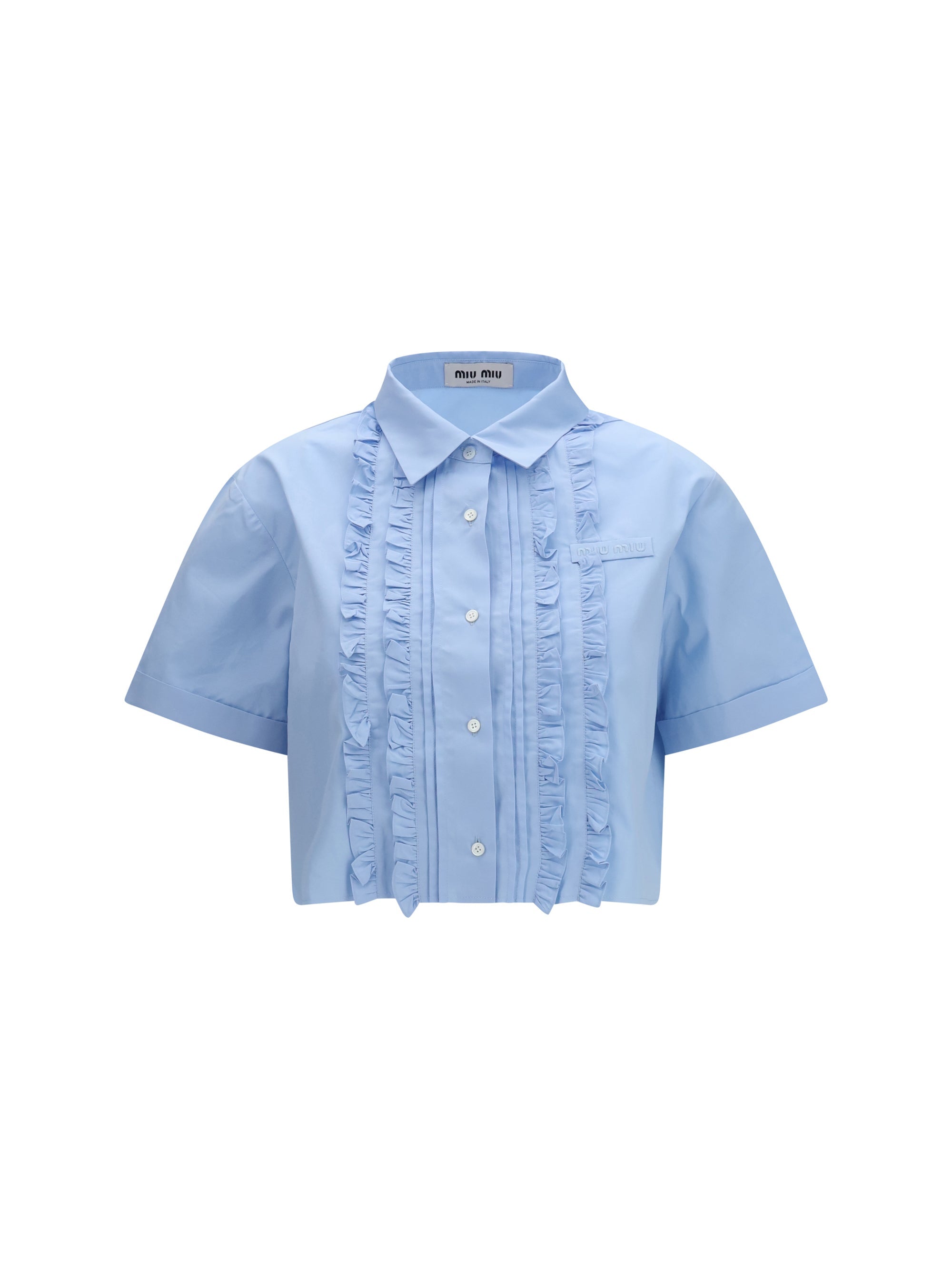 Miu Miu Women Poplin Shirt With Ruffle Details