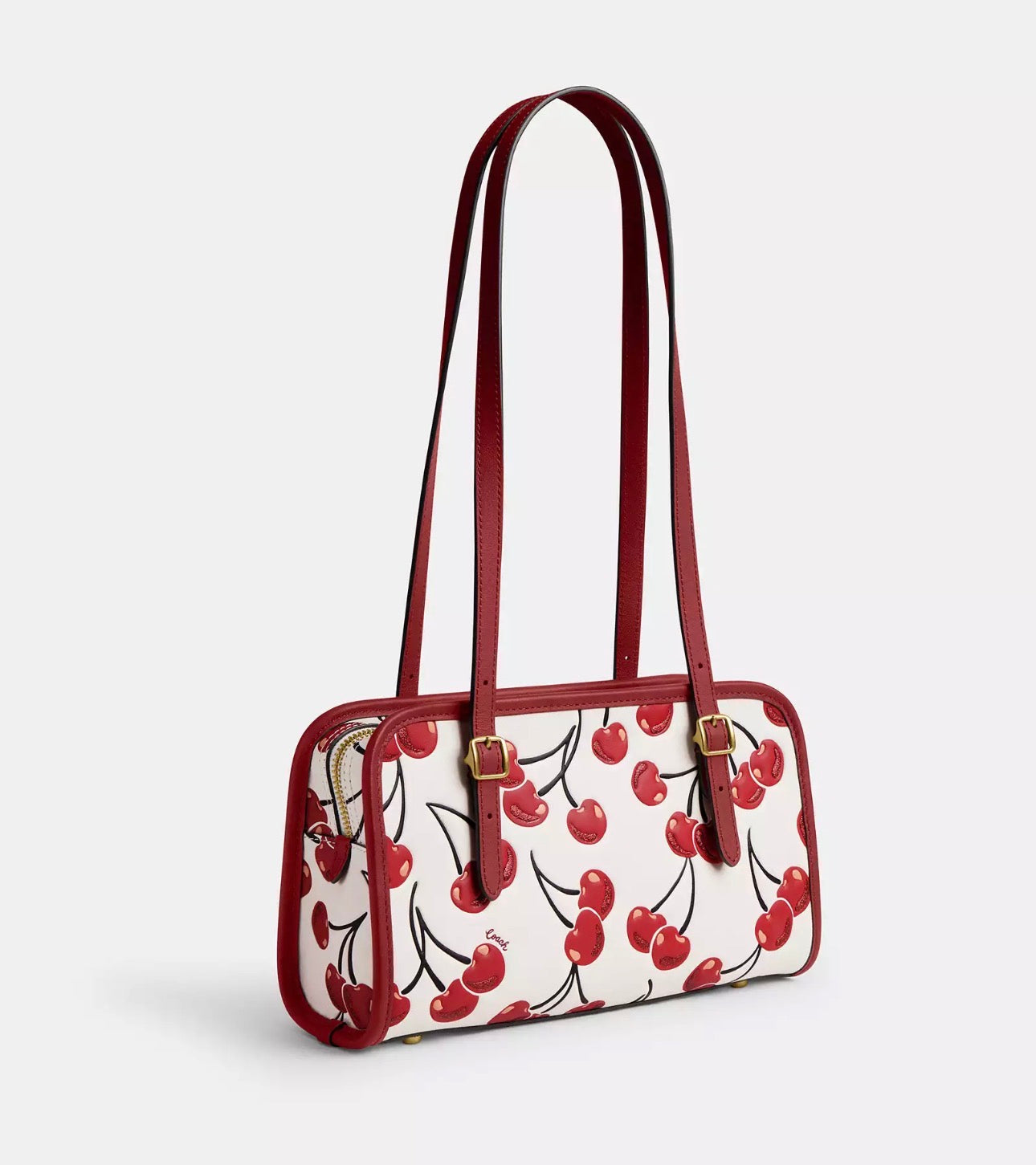 NWT Coach Leather Swing Zip Bag With Cherry Print
