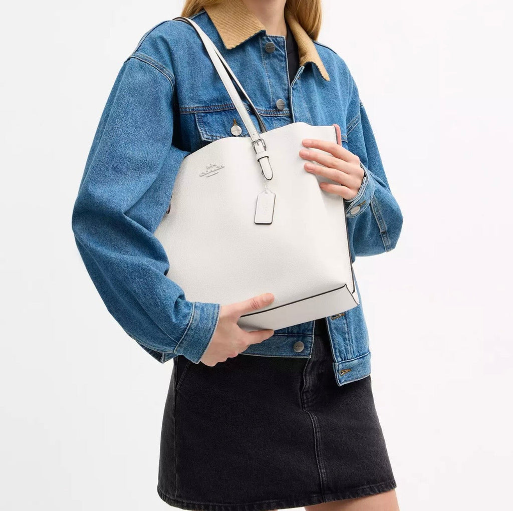 NWT Coach Large Mollie Tote Leather Bag In Chalk