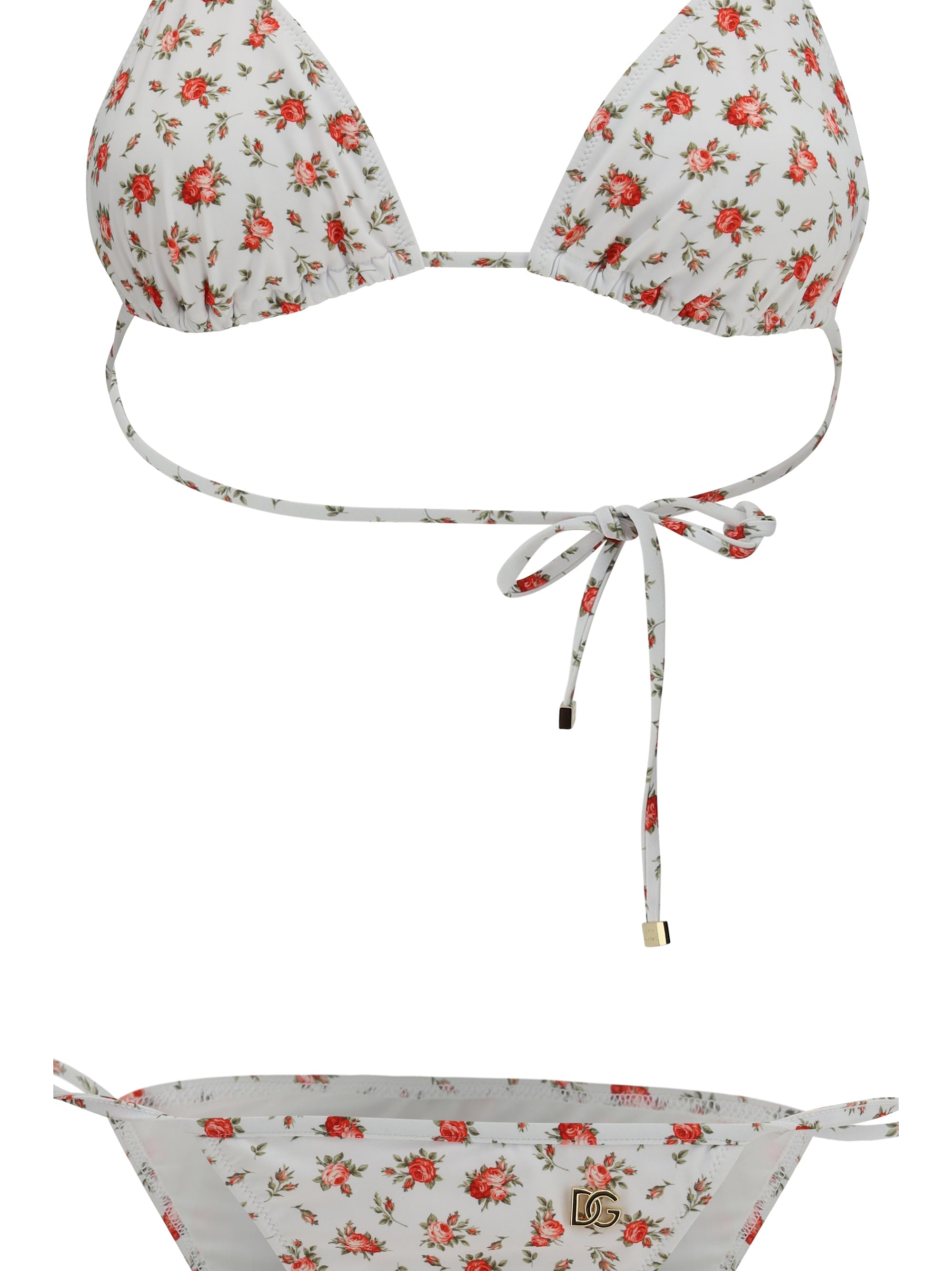 Dolce & Gabbana Women Triangle Bikini With Roselline Print