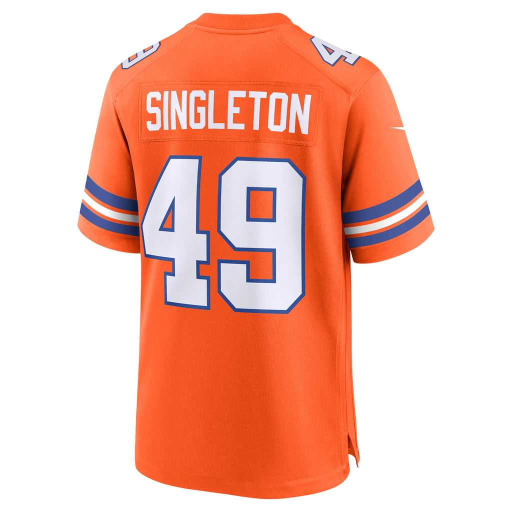Denver Broncos Alex Singleton Orange Alternate Game Jersey