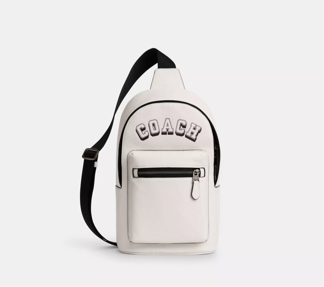 NWT Coach Leather West Pack Sling Bag with Varsity Motif In Chalk/Black