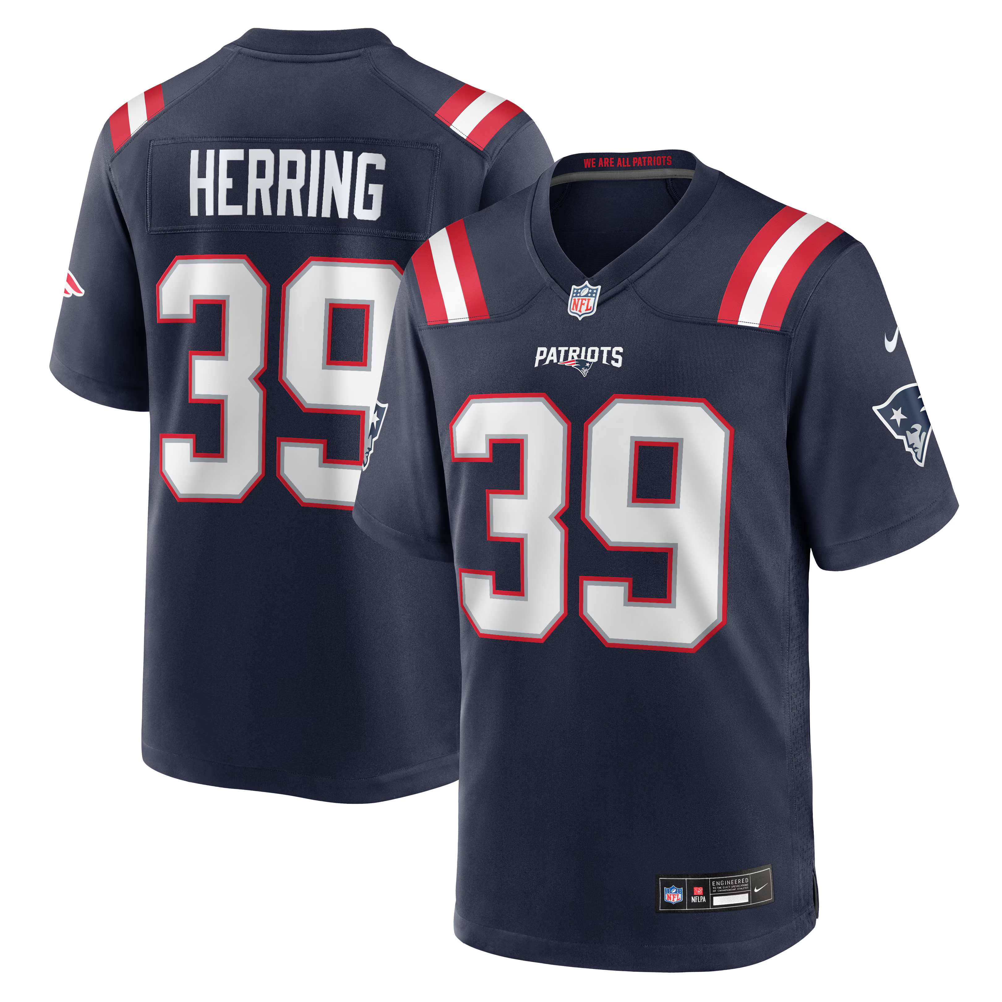 New England Patriots Tyron Herring Navy Team Game Jersey
