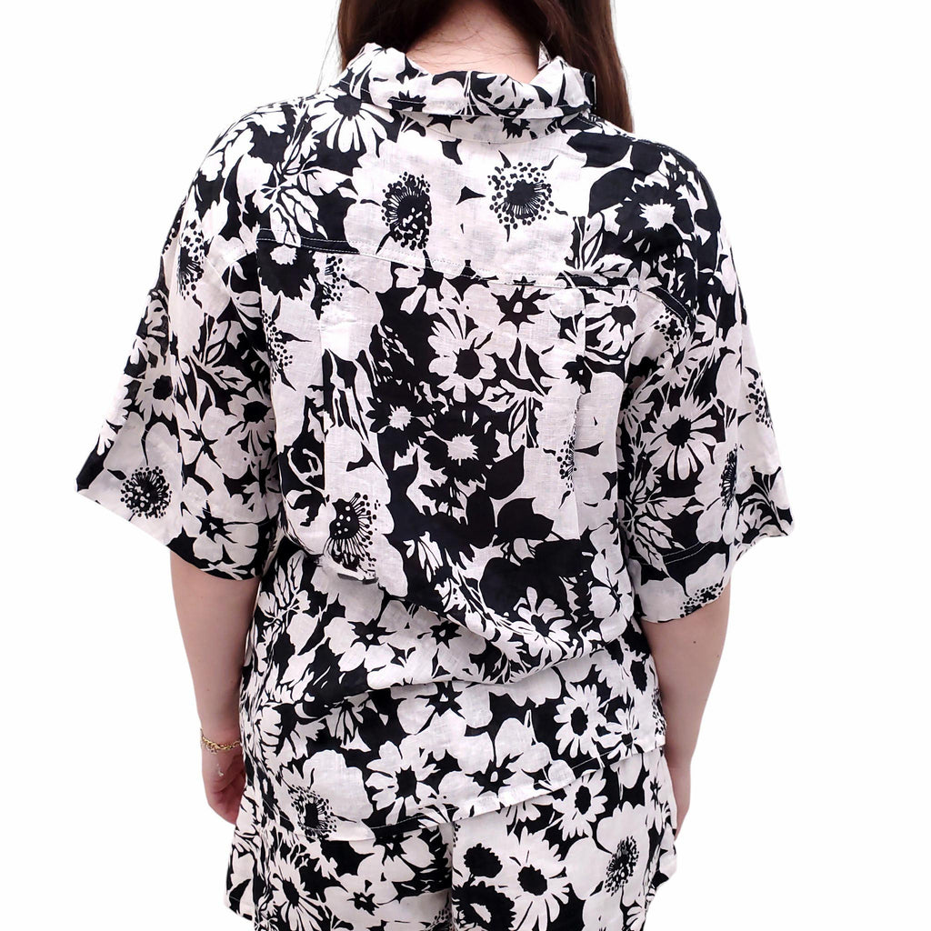 FAITHFULL THE BRAND BLACK AND WHITE COTTON SHORT SET - SIZE 4