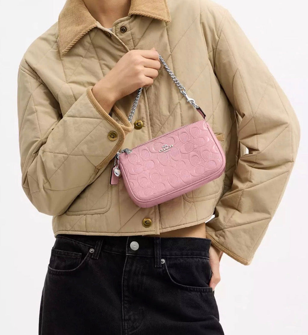 NWT Coach Nolita 19 Signature Leather Bag With Heart Charm In Pink