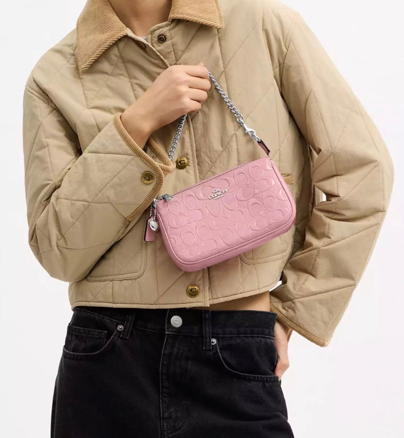 NWT Coach Nolita 19 Signature Leather Bag With Heart Charm In Pink