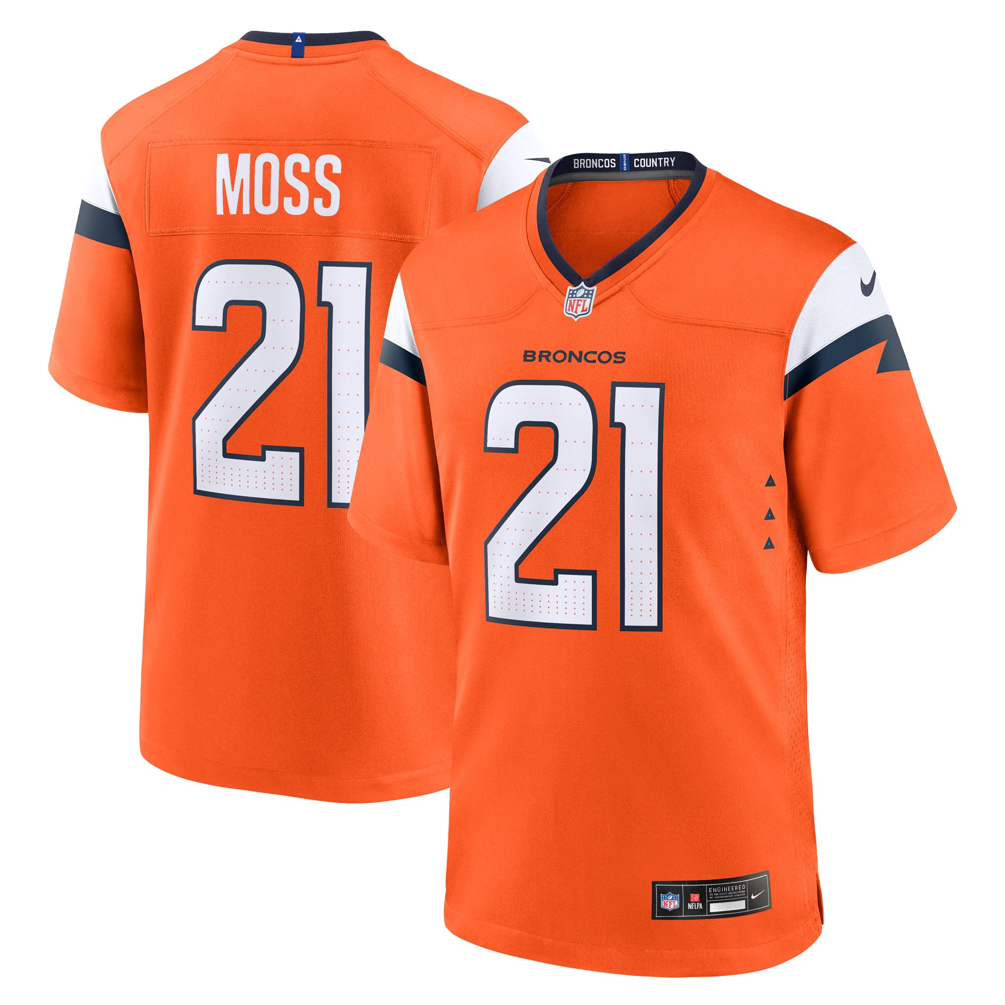 Denver Broncos Riley Moss Orange Team Game Jersey