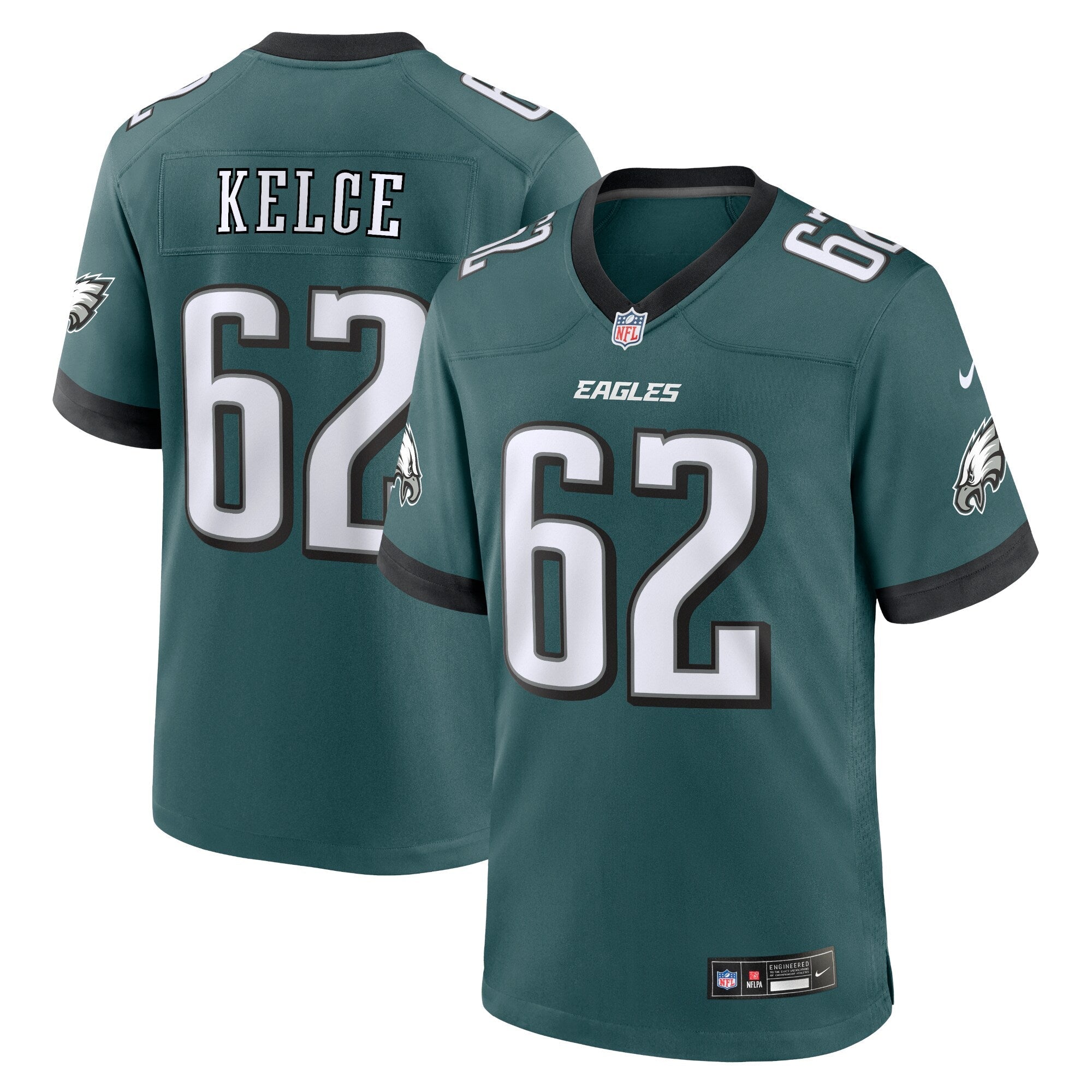Philadelphia Eagles Jason Kelce Midnight Green Team Game Jersey