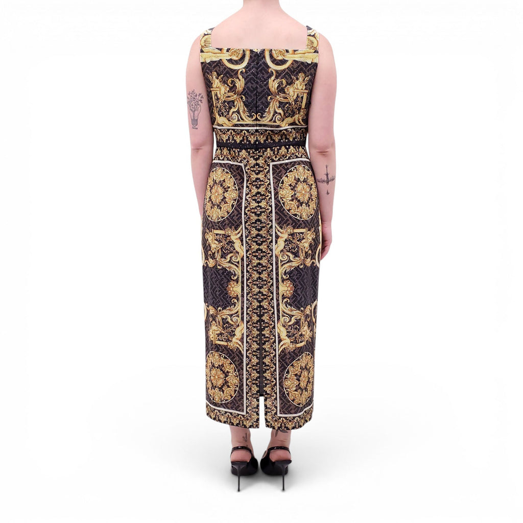 FENDACE ZUCCA AND BAROQUE PATTERNED CRYSTAL EMBELLISHED DRESS - SIZE 44