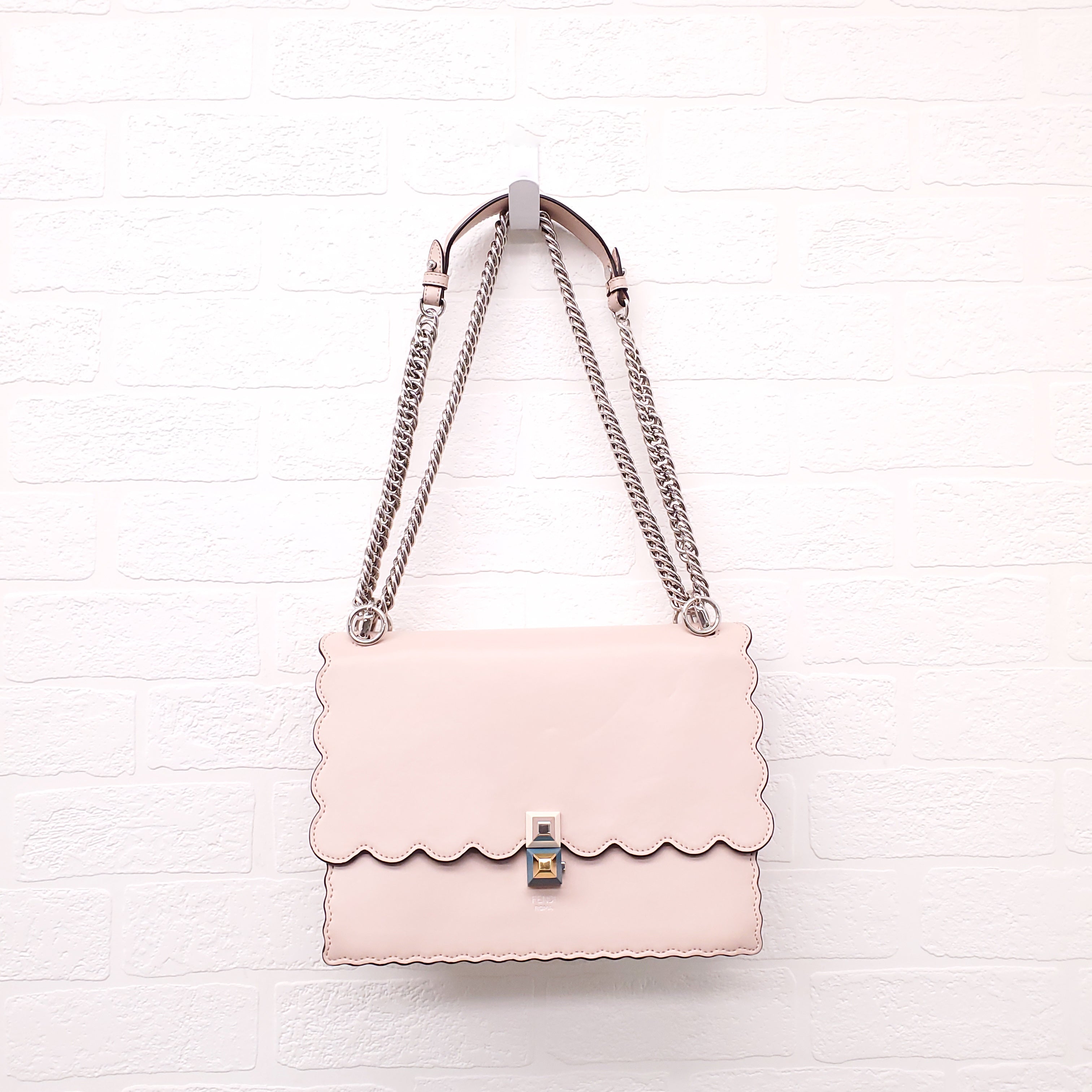 FENDI BABY PINK 'MINI KAN' SHOULDER BAG