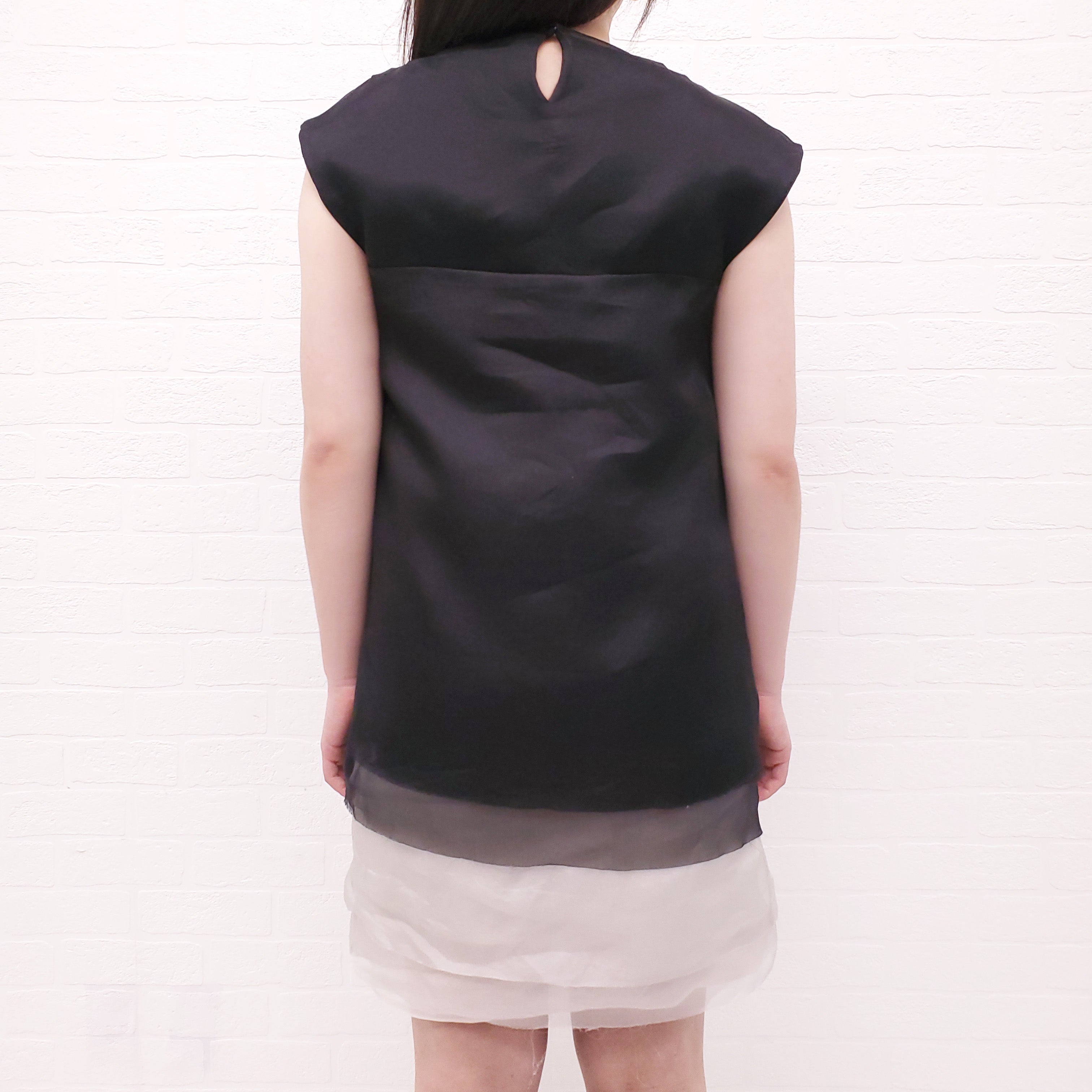 FENDI BLACK AND WHITE SILK SHEER LAYERED DRESS - SIZE 40